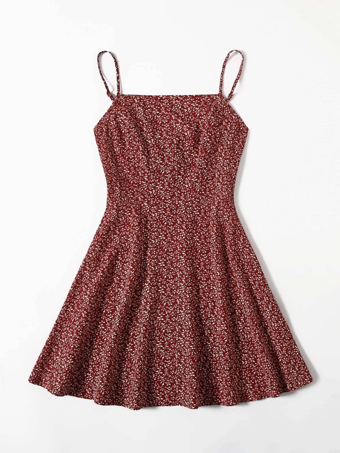 Amazon.com: Women's Dress Allover Plants Flared Hem Dress Dresses Dress for  Women Halcan (Color : Red and White, Size : Large) : Clothing, Shoes &  Jewelry