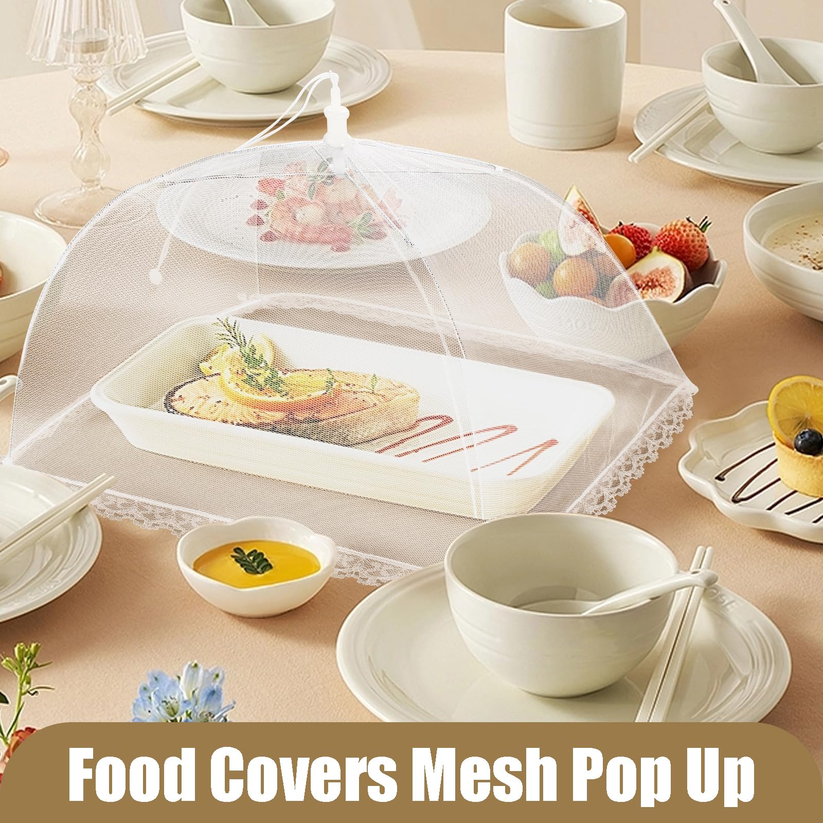 Cubierta de Malla para Alimentos,2 PCS Plegable Protector Transpirable contra Moscas para Mesa Fruta Picnic Mosquitera Comida Cubierta Protectora Reutilizable para Barbacoa Cocina