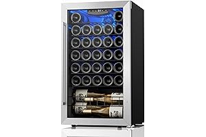 32 Bottle 38-65℉ Wine Fridge Cooler Glass Door