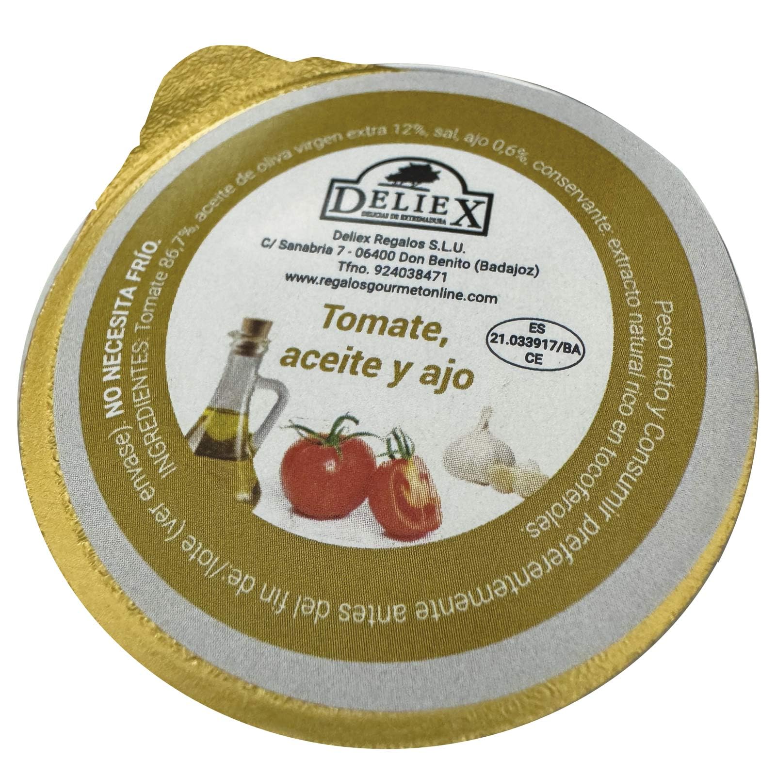 Deliex - Monodosis de Tomate ajo y aceite 90 unidades x 25 gr. Pequeñas porciones de tomate ajo y aceite de oliva virgen extra ya preparado para el trabajo.
