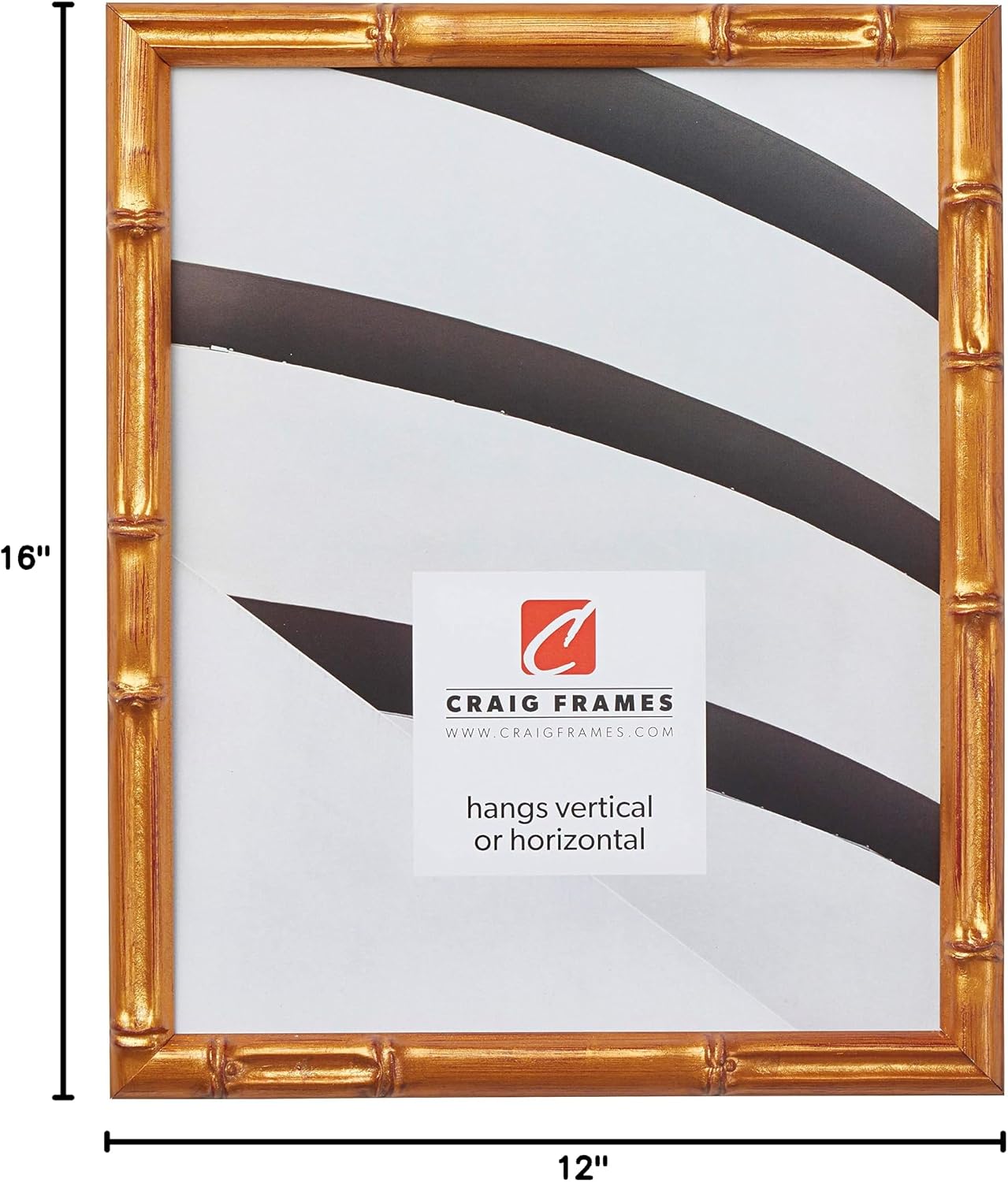 Craig Frames Vintage Gold Bamboo Composite Picture Frame, 12 by 16-Inch