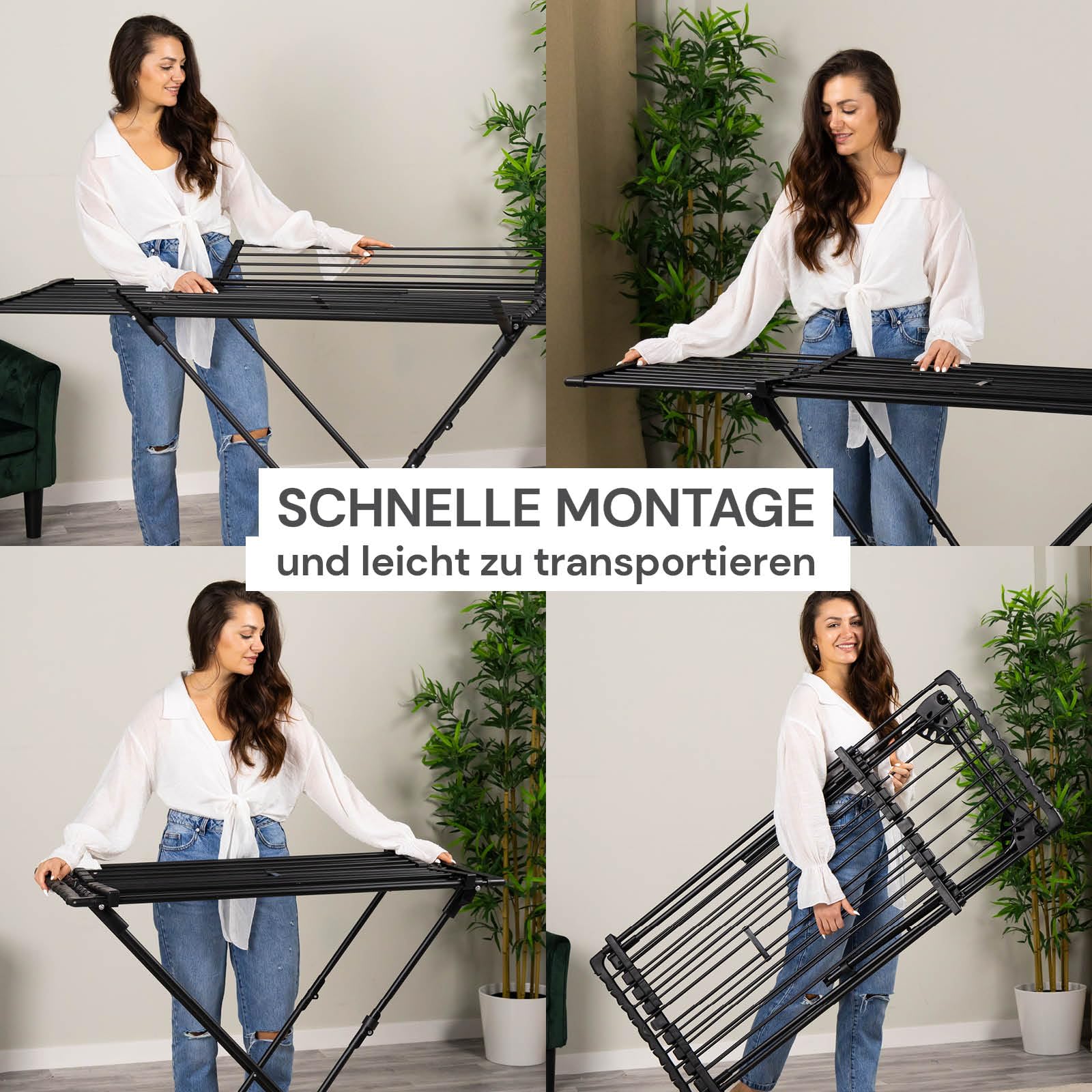 Vitapur Wäscheständer DryMax Wing, Ausziehbar Wäschetrockner, 2-Seitenflügel, XXL Plus Rack, Klappbar Standtrockner für Balkon, Robuster Waeschetrockner Ständer