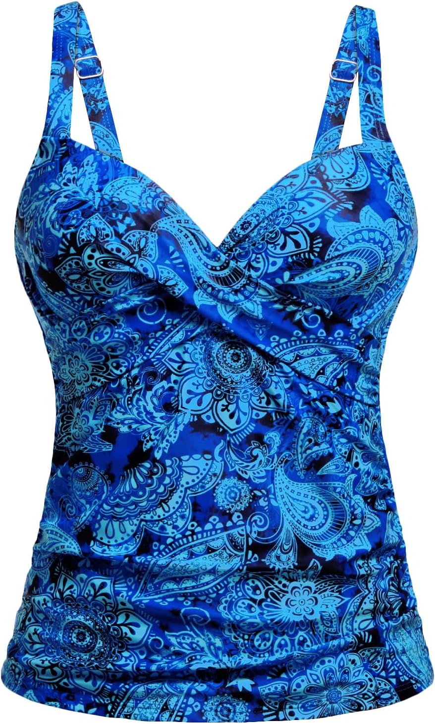 Women's Underwire Tankini Top Only - Push Up Swimsuit Top with Bra Support Tummy Control Bathing Suit Top No Bottom 2025