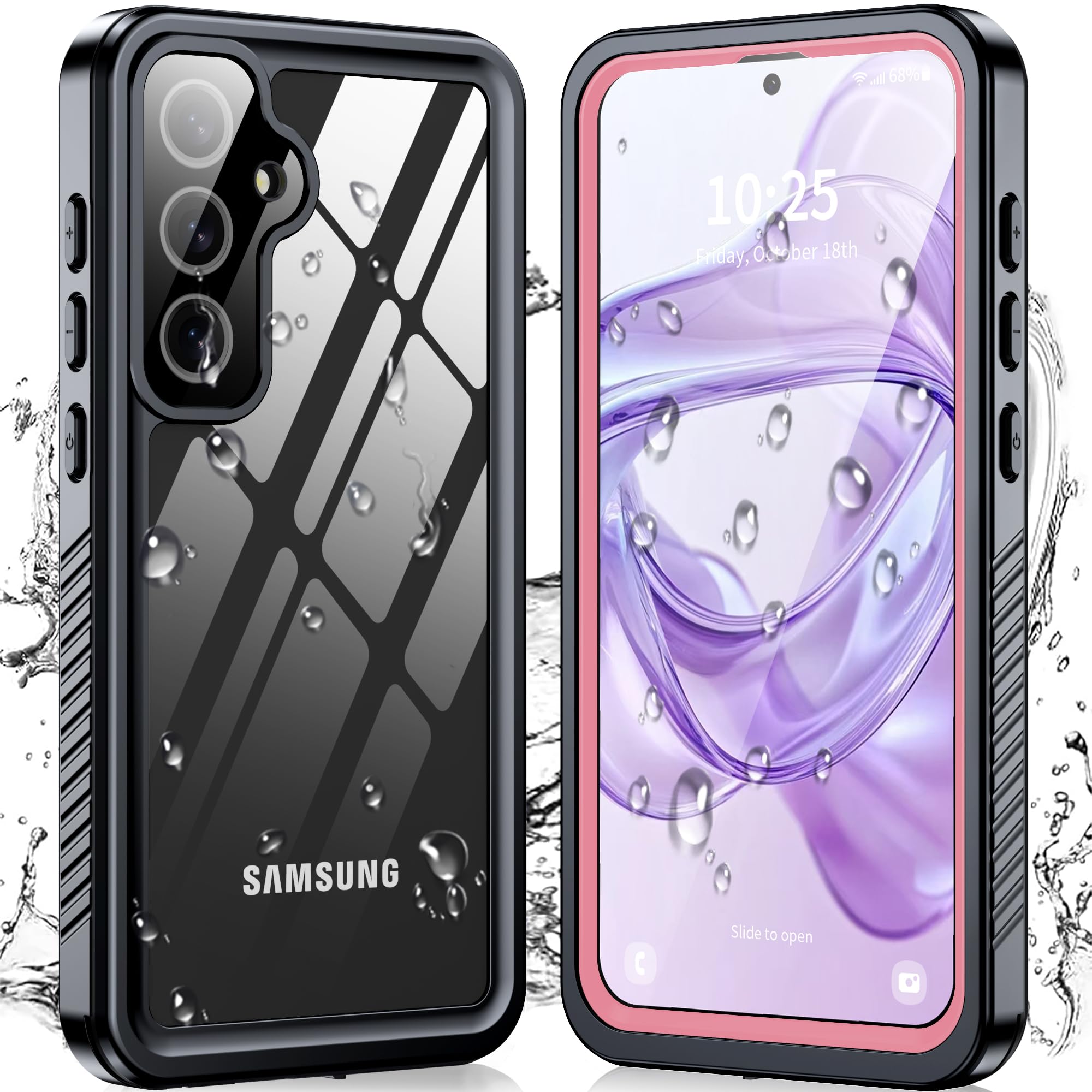 ANTSHARE for Samsung Galaxy S24 FE Case IP68 Waterproof, Pink | Built-in Screen Protector, 360 Full Body Protective Shockproof Case for S24 FE 5G
