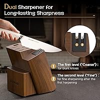 Vista 4 de Astercook Knife Set Kitchen with Block and Dual Sharpener Full Tang 15 Pcs German Stainless Steel Knives Dishwasher Safe Kitchen Utensils Set with