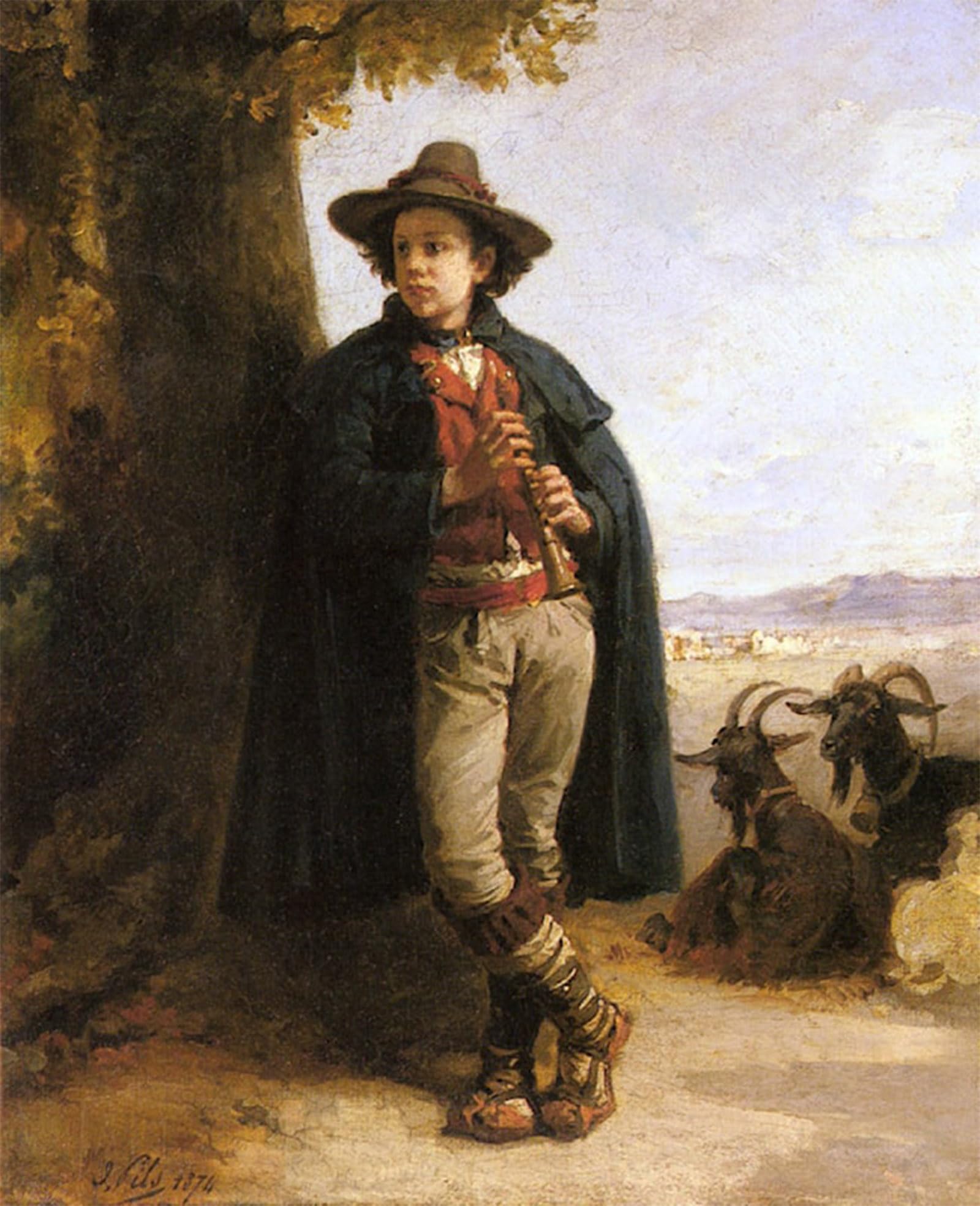 ARTXLXXBN Famous Prints Artwork Pictures Poster Painting Art the Shepherd Boy by Isidore Alexandre Augustin Pils Artwork Landscape Pictures for Home Decor 60x90cm