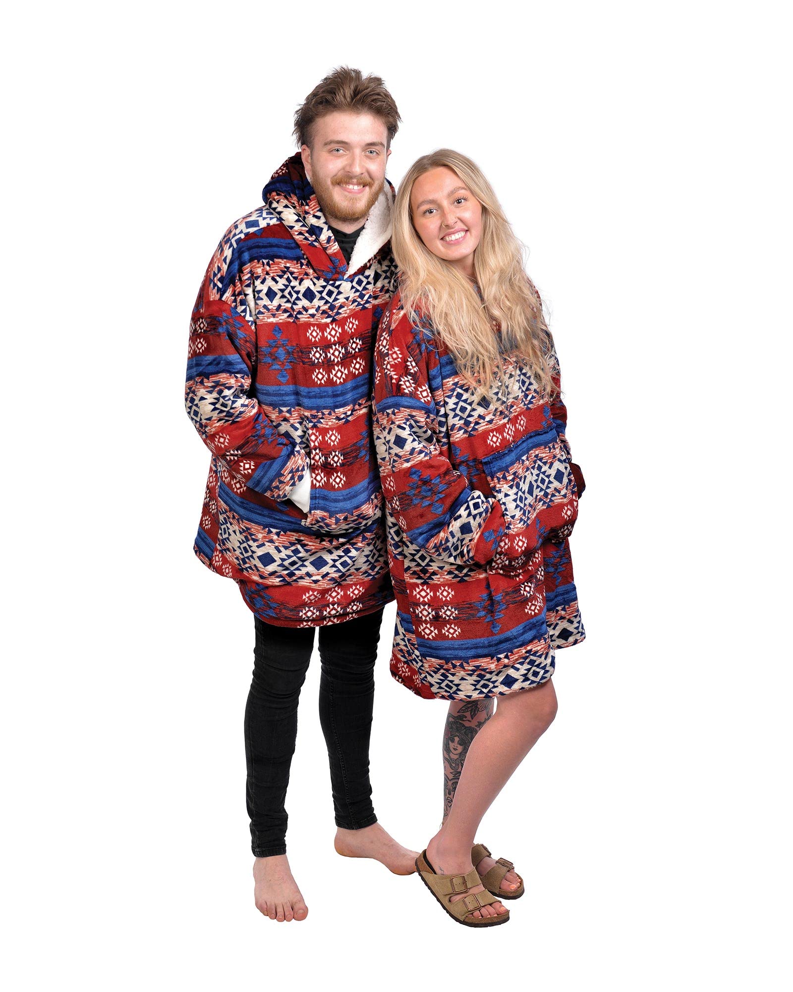 COUNTRY CLUB Eskimo Reversible Sherpa Oversized Hoodie Blanket - Super Soft Micro Fleece with Snuggly Warm Sherpa - One size Multicolor