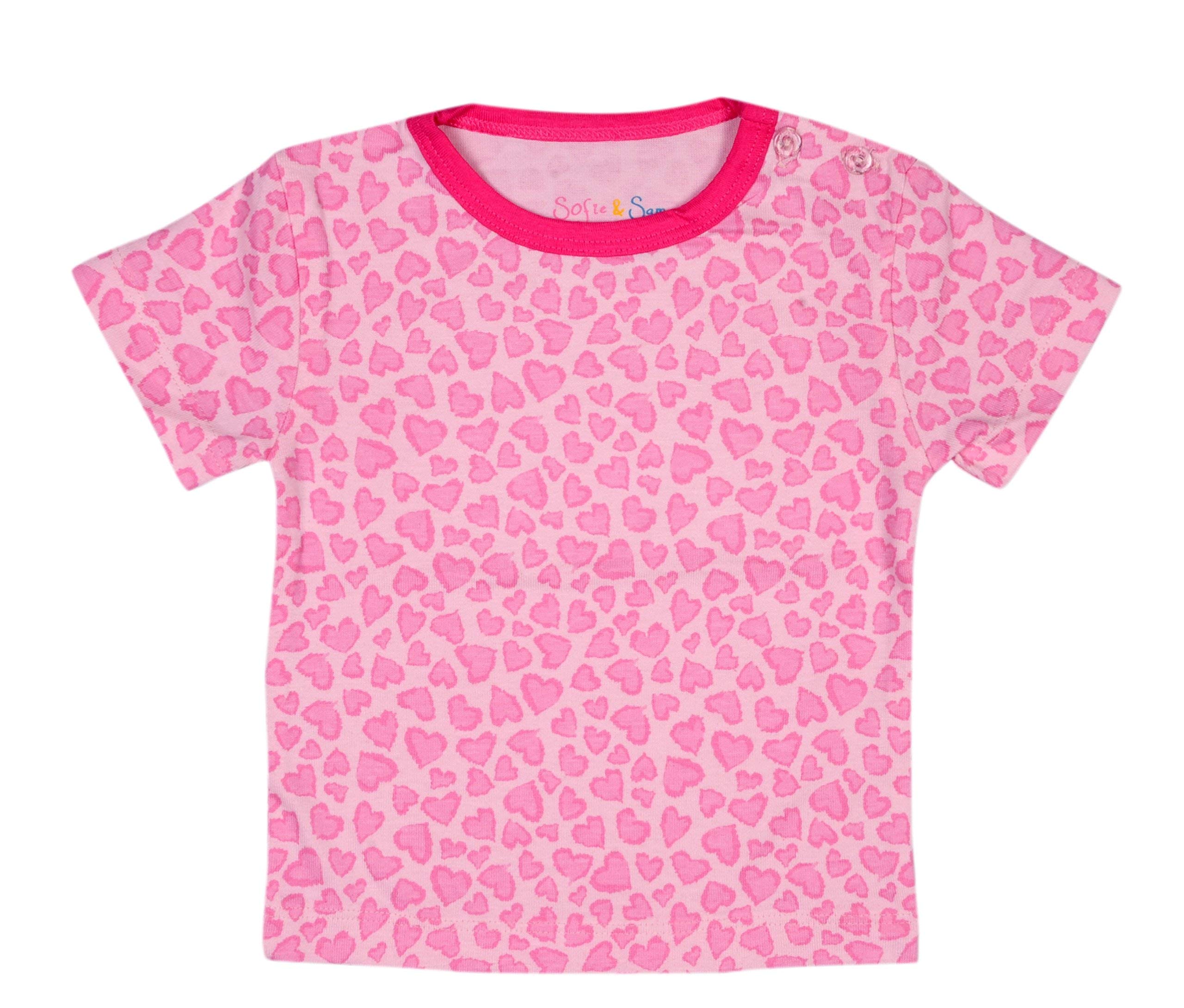 Sofie & Sam Baby T-Shirt Half Sleeves Premium Cotton Pack of 3 - Hearts/Monkey/Paw (6-9 Months) 1