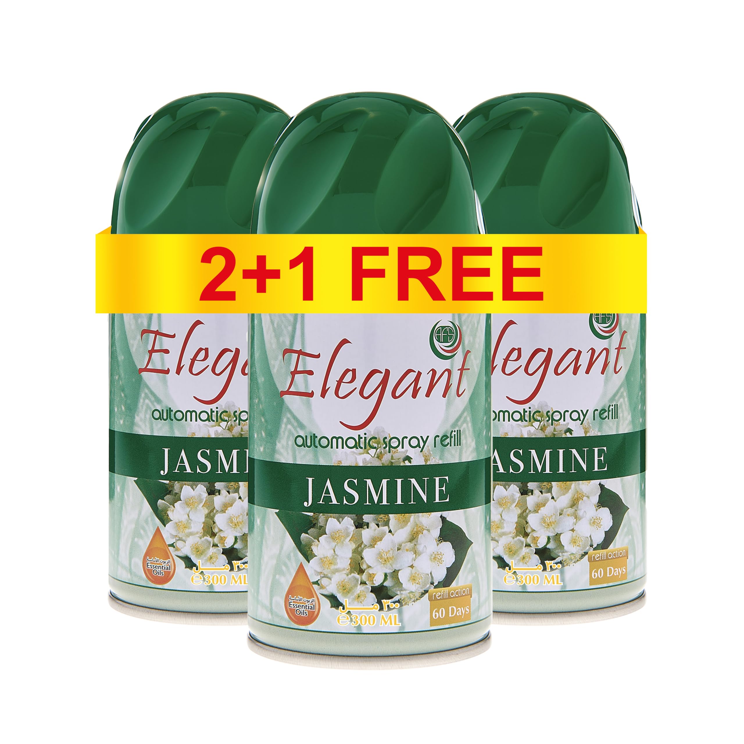 Elegant Automatic Spray REFILL – Jasmine – 300ML – Pack of 3, Triple Pack (300ML x 3 Pcs) – Air Freshener REFILL for Home And Bathroom, Made With ESSENTIAL OILS