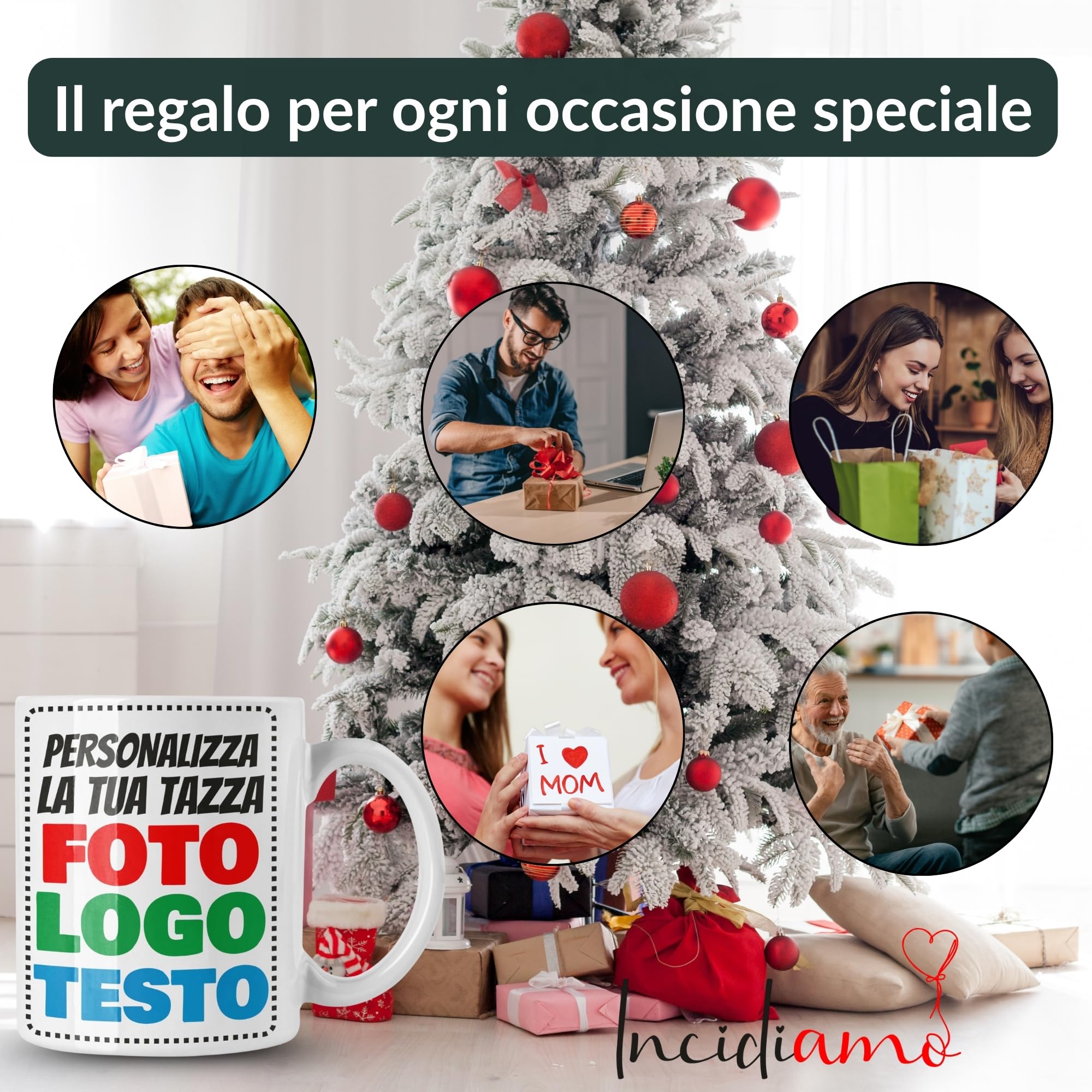 Incidiamo - Tazza Personalizzata con Stampa Foto, Scritte, Loghi e Grafiche - Tazza Colazione Mug in Ceramica 100% Made in Italy, Idea Regalo Personalizzato per ogni Occasione