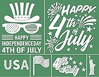 Vista 7 de Alinacutle Plantilla de serigrafía con texto "Happy 4th July Celebre", reutilizable, autoadhesiva, para impresión en madera/tela/papel, decoración