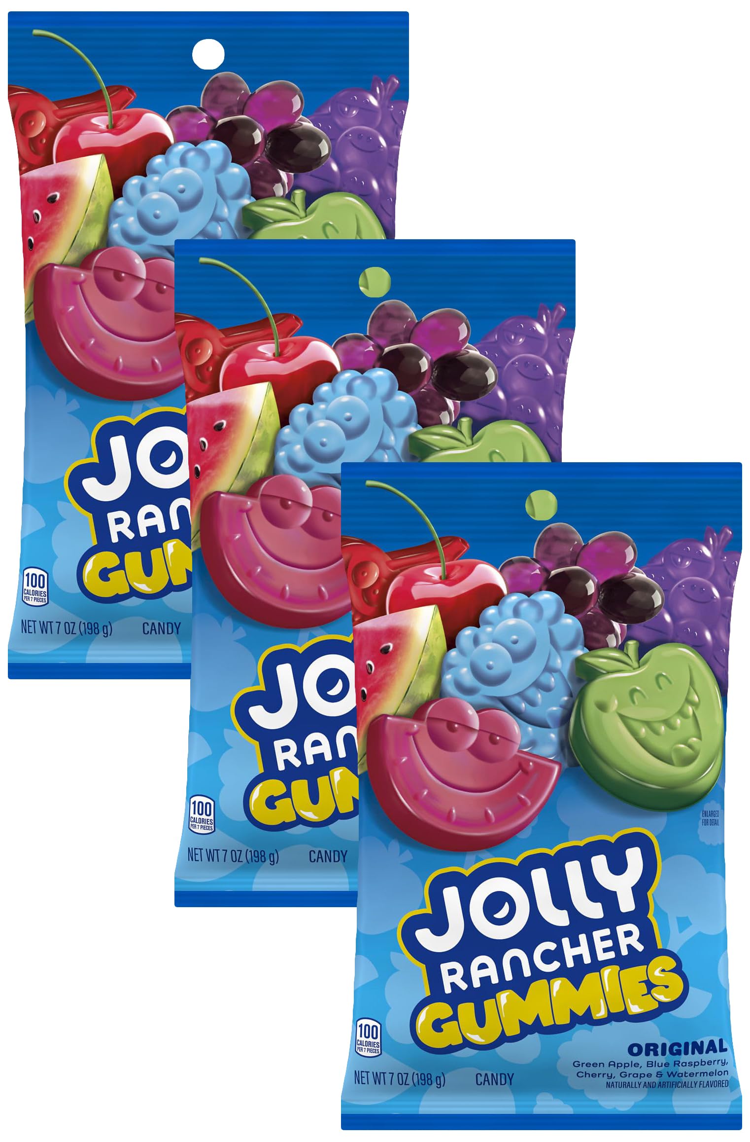 Jolly RancherGummies Assorted Fruit Flavored Candy Bag, 7 oz (Pack of 3)