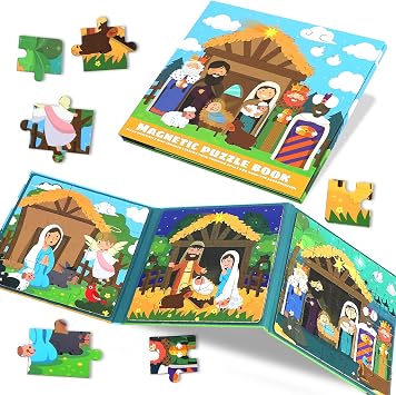 Nativity Scene Magnetic Puzzle for Toddlers 3-5, Christmas Nativity Jigsaw Puzzles Set for Kids, Christian Religious Preschool Educational Airplane Road Trip Activities Toys for 3 4 5 6 Boys Girls