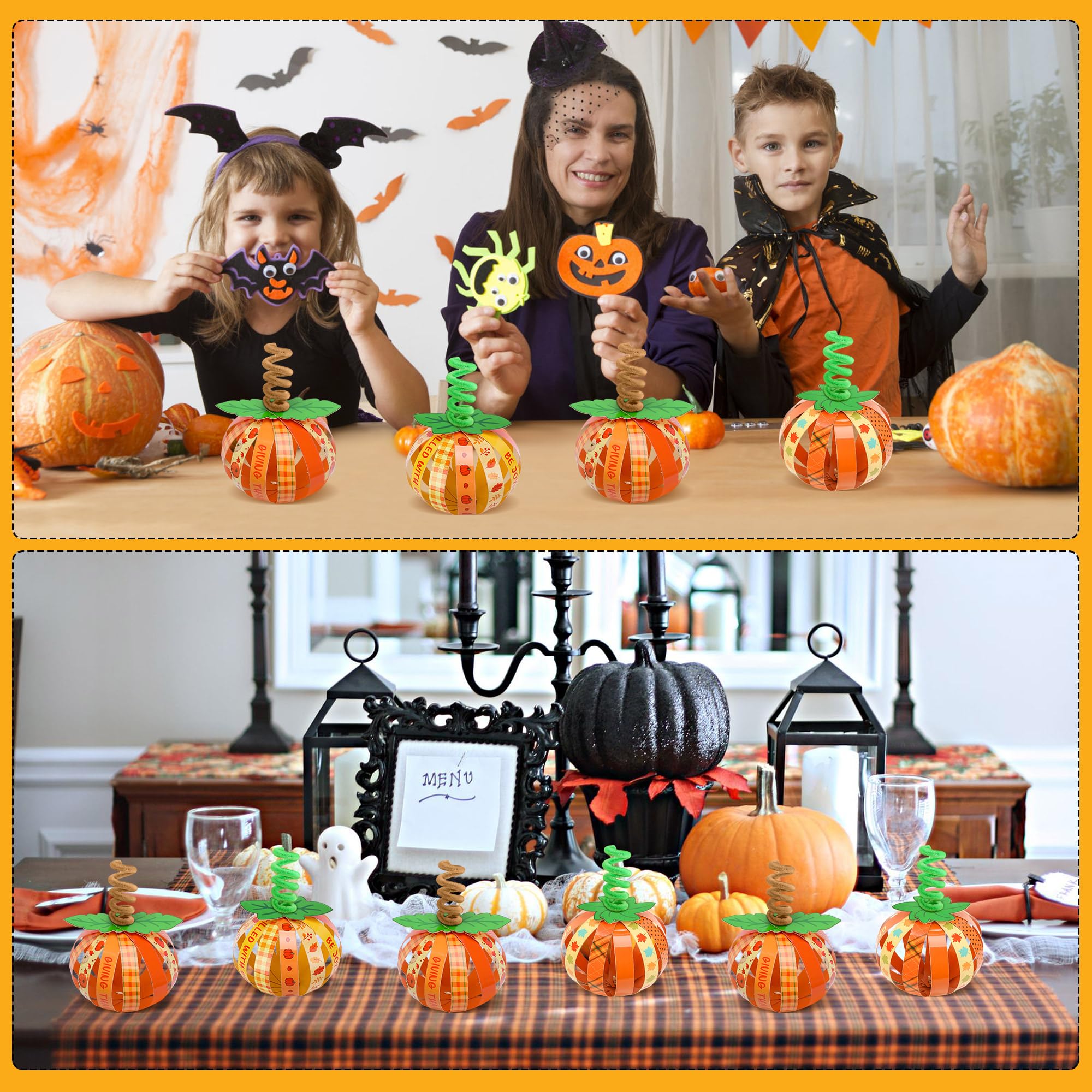 Tlswshsy Lot de 45 citrouilles en papier pour Halloween, Thanksgiving, kit de loisirs créatifs, citrouilles en papier d'automne pour l'automne, cadeaux de fête religieuse