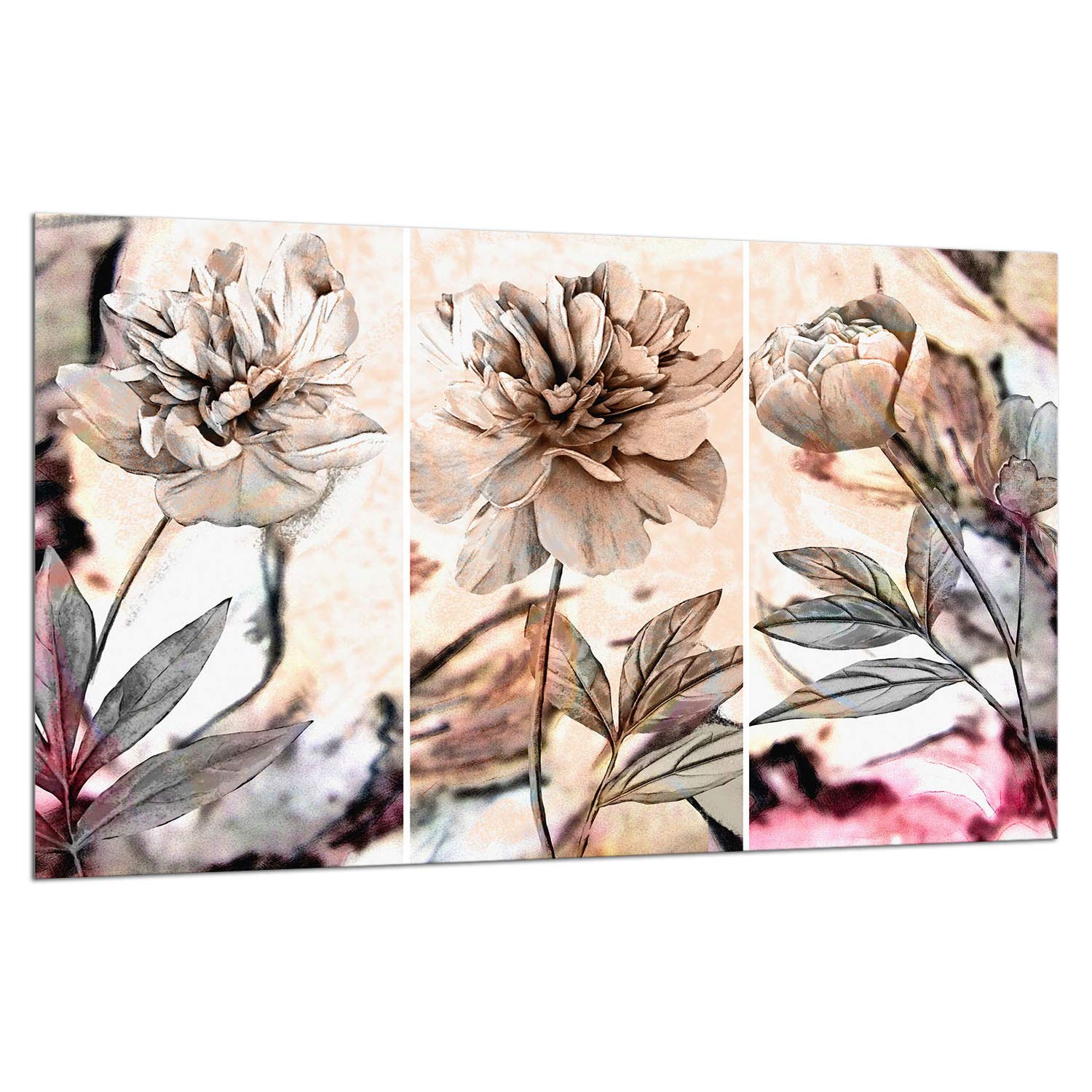 QTA - Copri piano cottura 80 x 52 cm copertura per piano cottura in vetroceramica 1 pezzo universale a induzione per piastre di cottura paraspruzzi tagliere in vetro temprato come decorazione Fiori