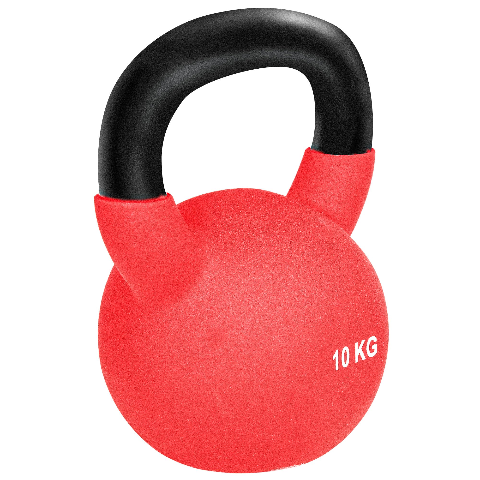 HOMCOM Kettlebell 10 kg en Métal, Poids pour Entraînements avec Poignée Antidérapante et Fond Plat, Kettlebell pour Fitness, Musculation à Domicile et au Gym, Rouge et Noir