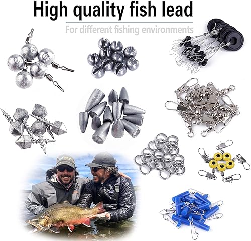 Vista 49 de TOPFORT Kit de accesorios de pesca de 187/343 piezas, caja de aparejos de pesca organizada con aparejos incluidos, anzuelos de pesca, plomos de Kit