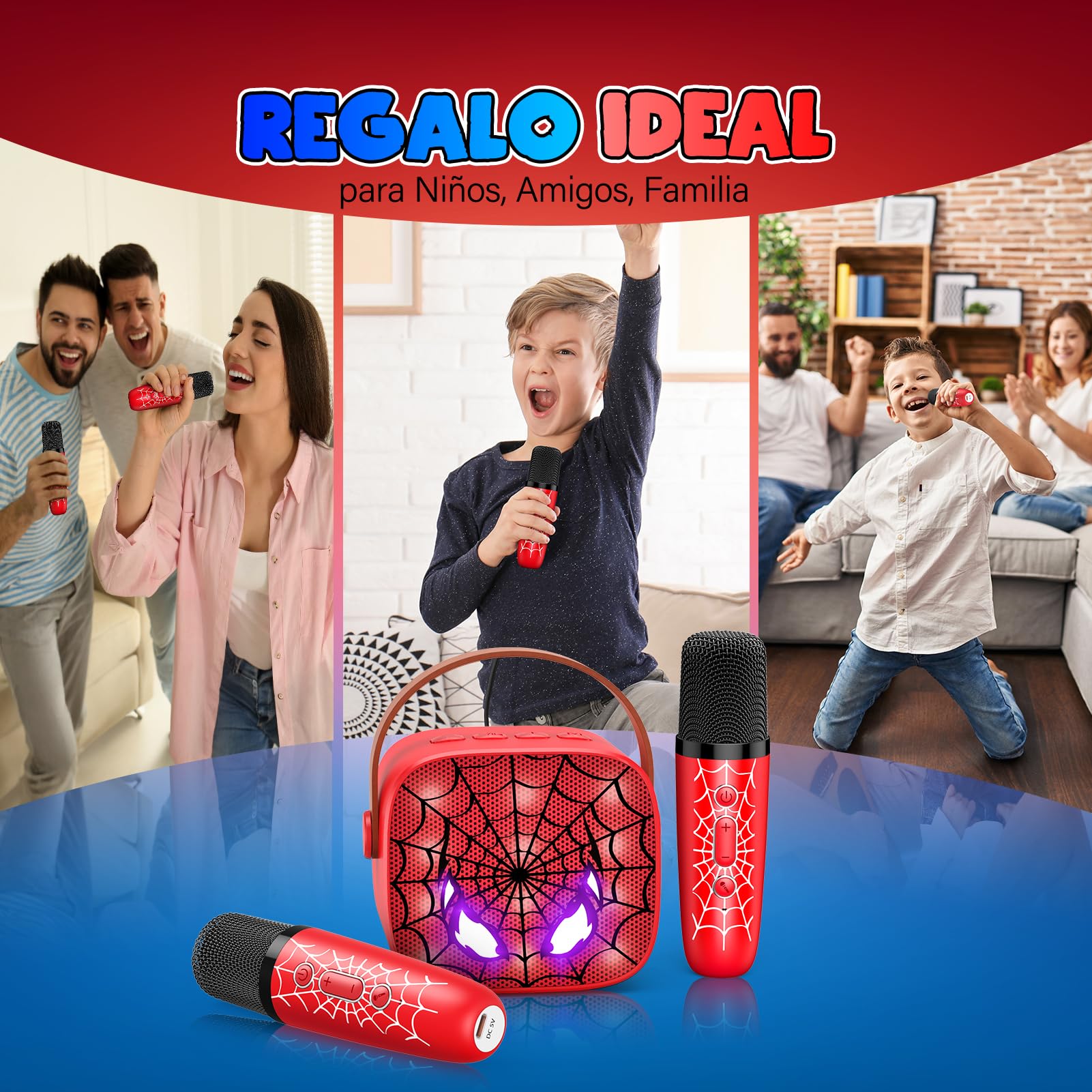 Braxel Regalo Niño 3-12 Años, Karaoke Infantil con 2 Microfono Bluetooth Juguetes Niños 3-12 Años Microfonos Inalambricos Karaoke Regalos Navidad para Niños Micrófono para Cantar Microphone