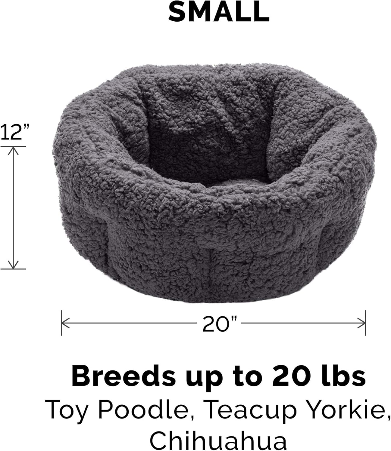 Furhaven 20" Round Self-Warming Pet Bed for Indoor Cats & Small Dogs, 100% Washable, For Pets Up to 20 lbs - Hi Lo Snuggle Terry Cuddler - Charcoal Gray, Small Hi Lo Cuddler - Terry (Charcoal Gray) 20.0"L x 20.0"W x 12.0"Th Self-Warming Cuddler