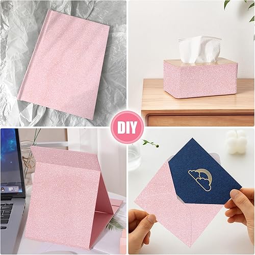 Miniatura 6 de Amiya Papel adhesivo de vinilo con purpurina rosa de 17.3 x 240 pulgadas, autoadhesivo para pegar y despegar, papel tapiz decorativo brillante para