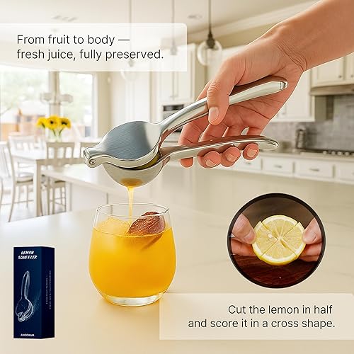 Miniatura 5 de Exprimidor de limón - Exprimidor de cítricos de acero inoxidable 304, prensa manual resistente para lima y limón, perfecto para cocina y bar, apto