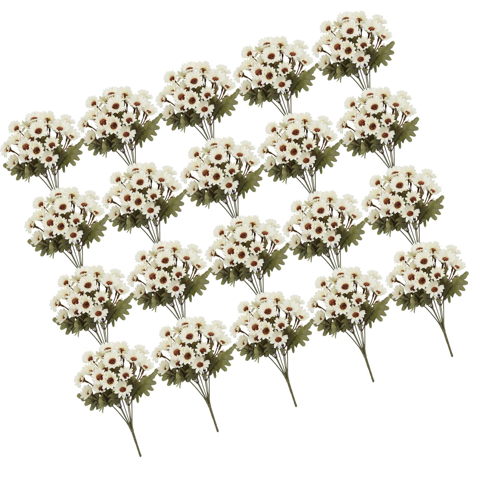 NVOQILIN 25Pcs Realistic Artificial Synthetic Camomile Flower for Wedding Bouquet Home Flower Arrangement Balcony Garden Yard Outdoor Silkflowers