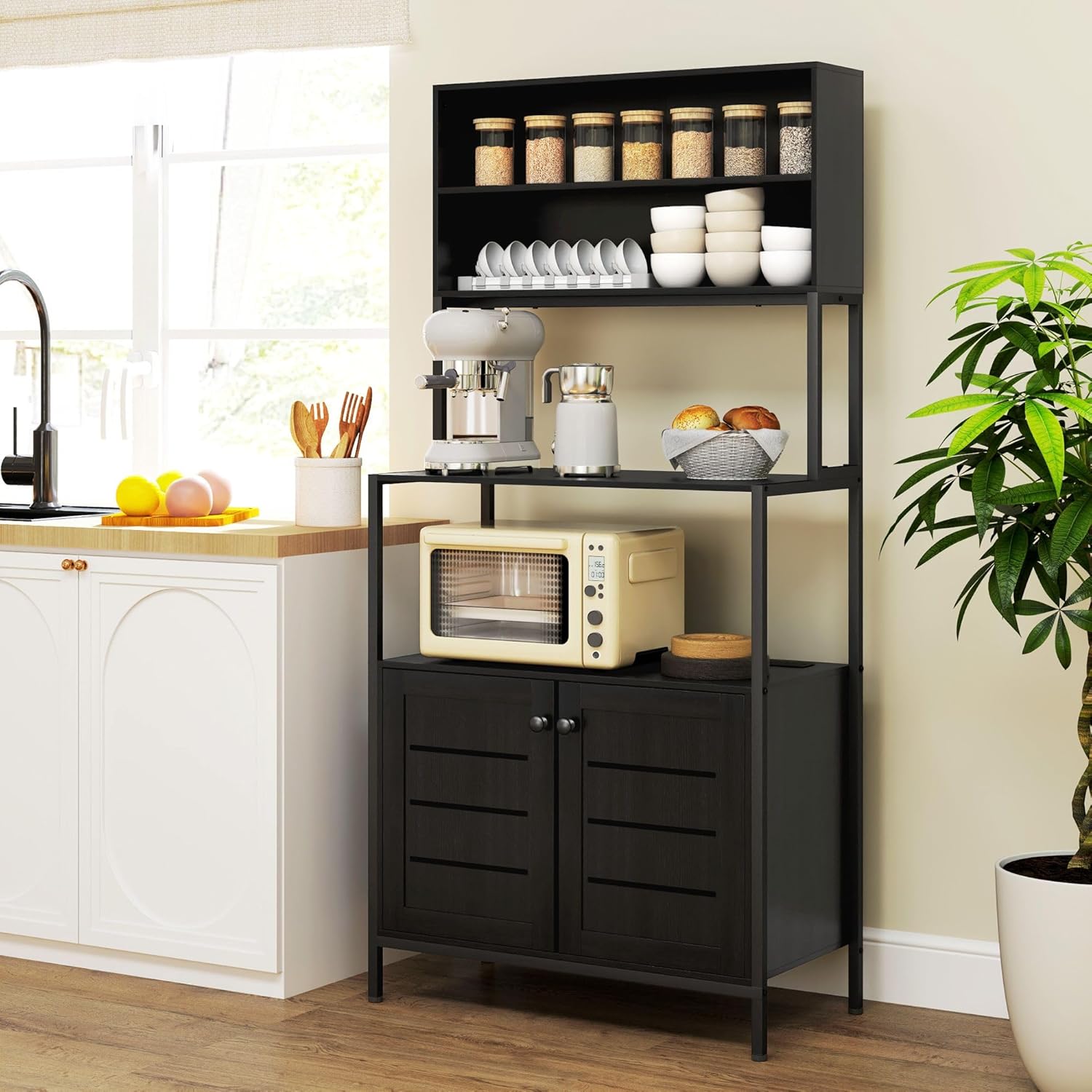 Coffee Bar Cabinet with Charging Station