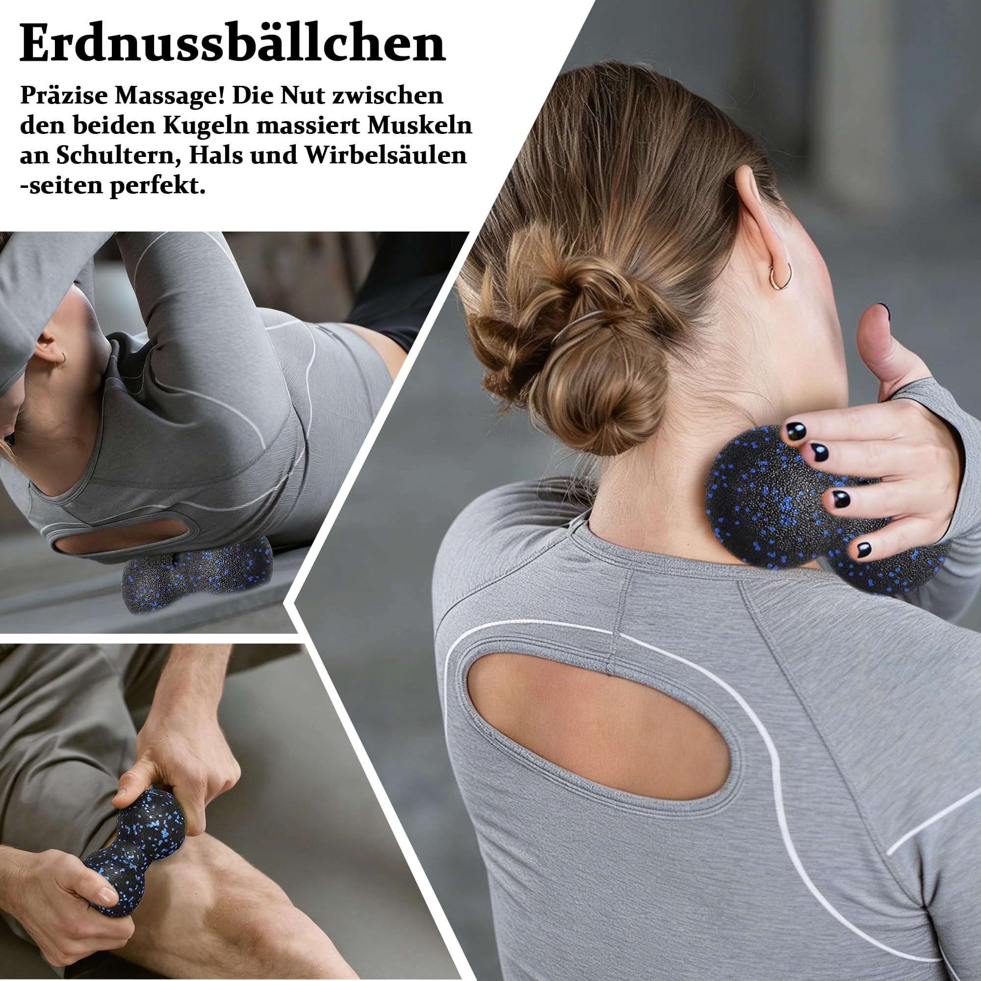 Faszienrolle Set Foam Roller Faszien Set mit Großer und Mini Faszienrolle Klein Faszienball und Duoball für Intensive Massage Faszien Training von Muskeln