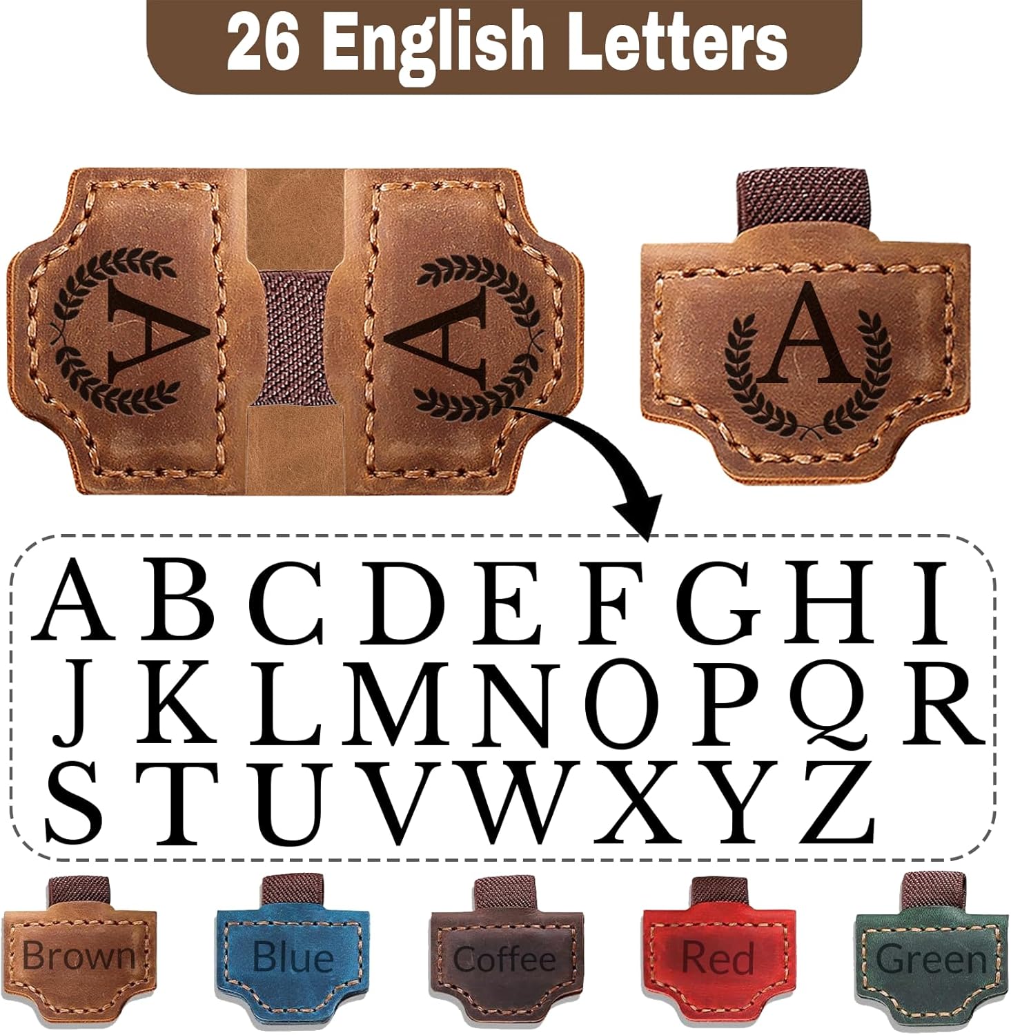 Custom Bookmark with Pen Holder, 26 Letters Name Initial Personalized Magnetic Leather Bookmark, Leather Book Mark for Men Women, Gifts for Book Lovers, Readers, Travelers (Red, A) - Image 4