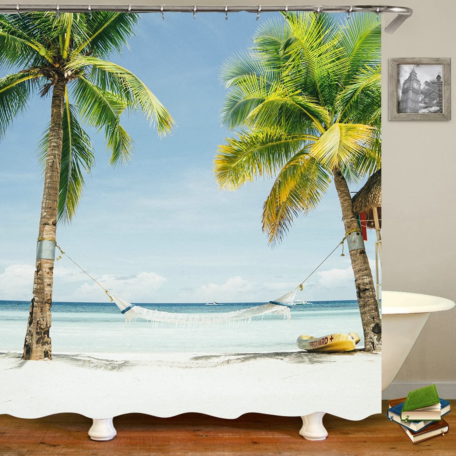 Rideau de douche cocotiers KnSam pour s'évader dans sa salle de bain 165x200cm