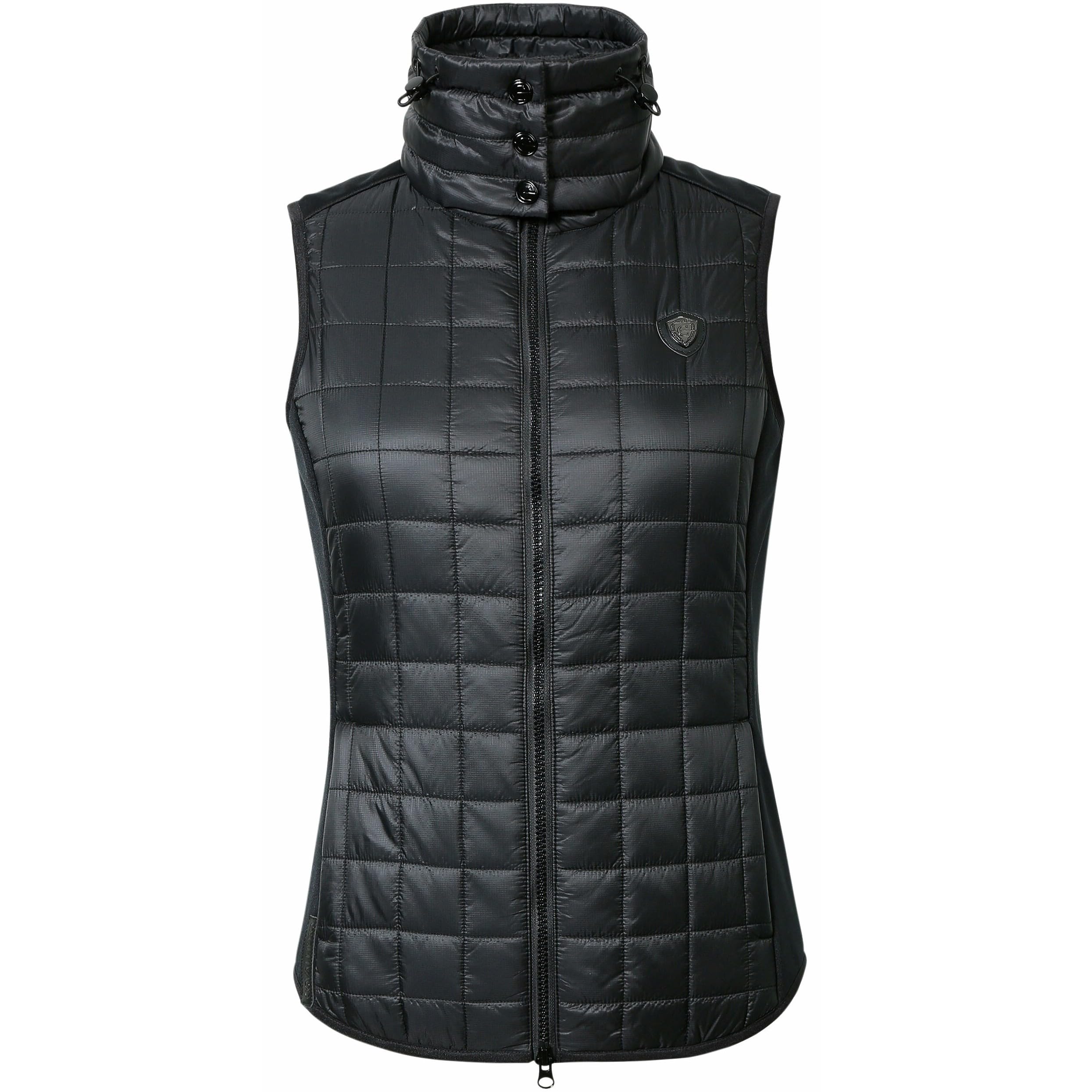 Covalliero - Damen Combiweste | taillierte Steppweste | Reitweste mit Doppelkragen & 2 Taschen | leichte Pufferweste | Sportweste aus Polyester | Reitbekleidung in Black | Größe XXL