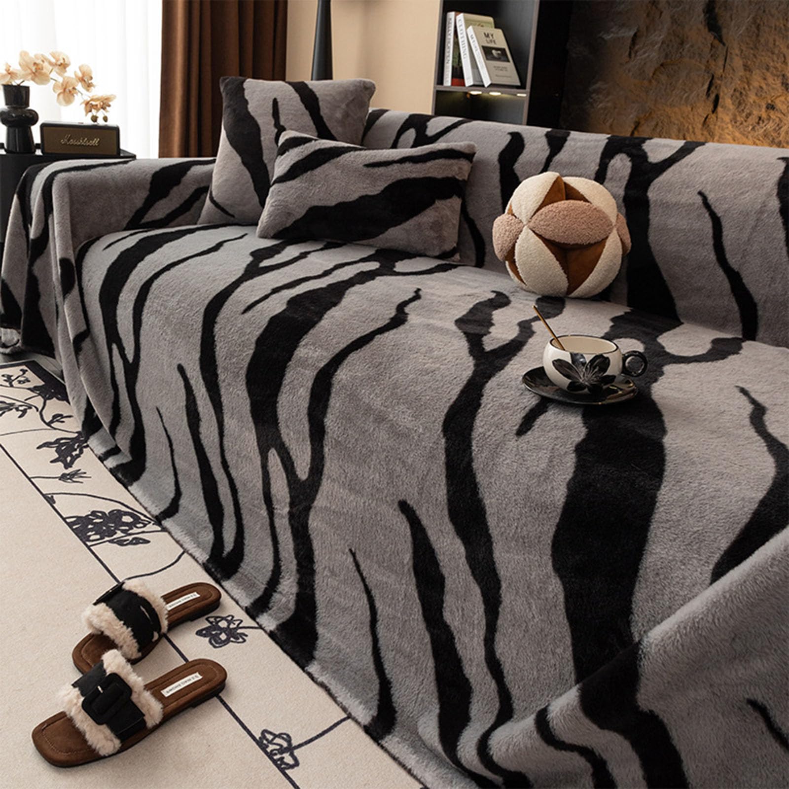 Plaid canapé zébré lavable pour protéger et embellir le salon