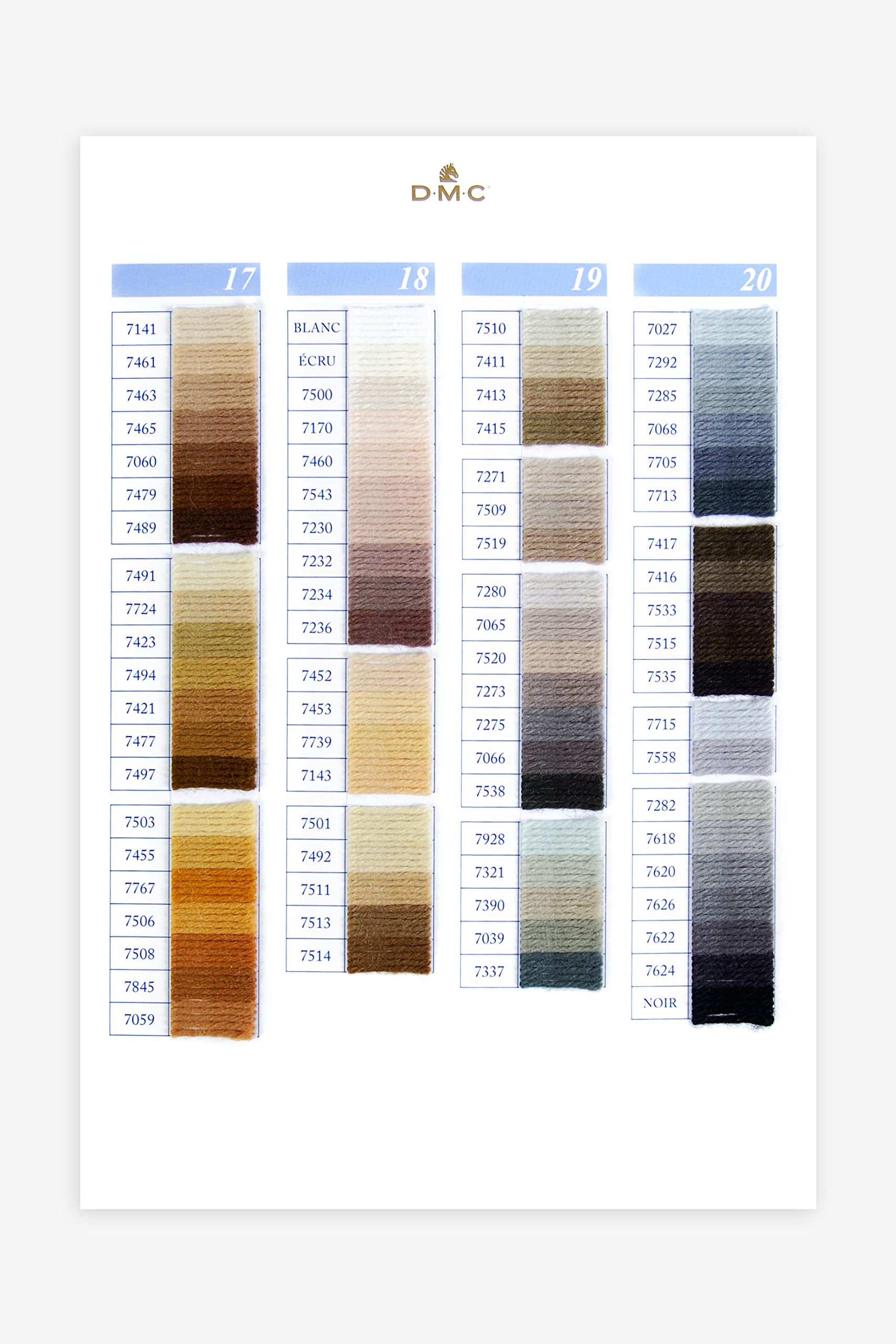 DMC - Carte de Couleurs - Laine Tapisserie Colbert avec échantillons | Comprend des échantillons des 390 Nuances - Accessoire Ultime pour Les Amateurs de Tapisserie