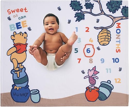 Miniatura 2 de Disney Winnie The Pooh - Manta para bebé con texto en inglés "Sweet As Can Bee", color blanco, azul y amarillo