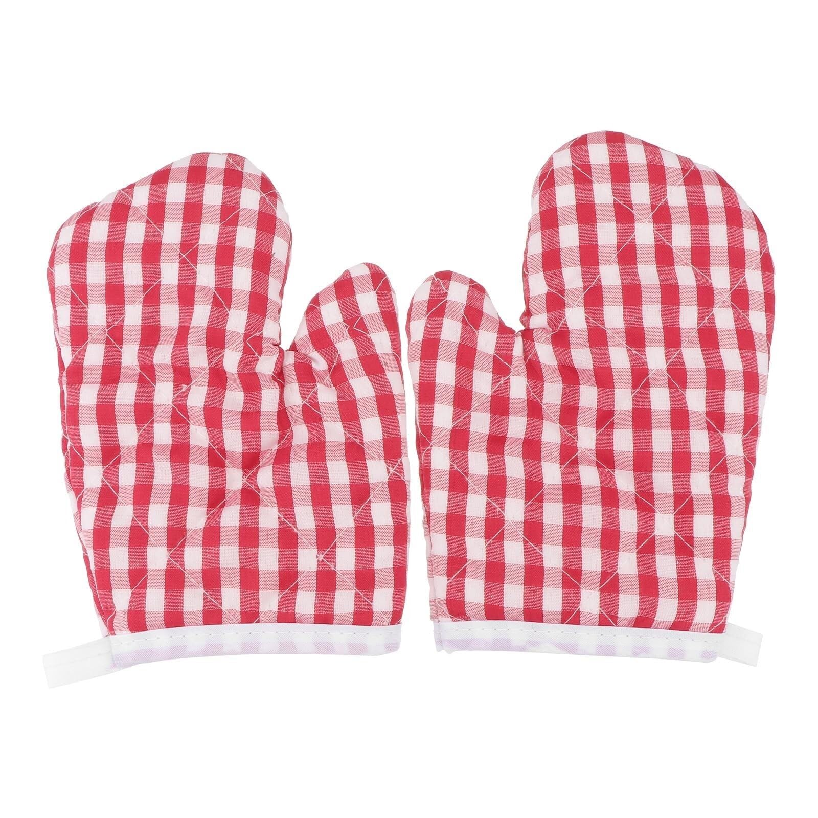 Ofenhandschuhe Waschbar 1 Paar Mit Baumwollstoff Gefütterte Mikrowellenhandschuhe, Hitzebeständige Ofenhandschuhe Topfhandschuhe Kochen(Rood)