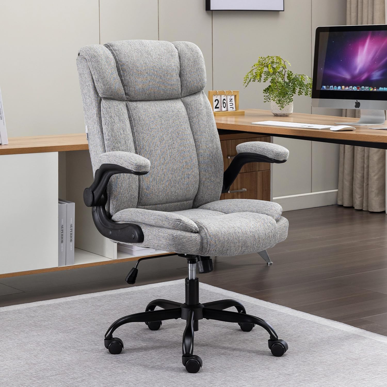 BRTHORY Office Chair High Back Ergonomic Executive Computer Desk Chair Comfortable Fabric Padded Home Office Desk Chairs with