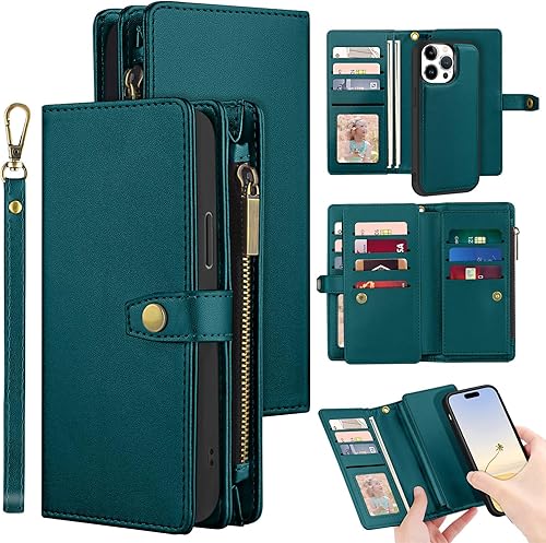 Bizzib Funda de piel tipo cartera con tarjetero y cierre magnético 360 protección completa a prueba de golpes, absorción de caídas, funda resistente