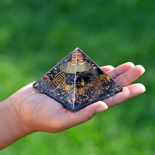 Miniatura 11 de Orgonite Crystal Orgone Pyramid for Triple Health Protection with Black Tourmaline, Citrine and Rose Quartz – Positive Energy Generator for Healing