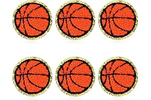 Basketball Iron On Patches | 6 Pieces Embroidered Chenille Patches