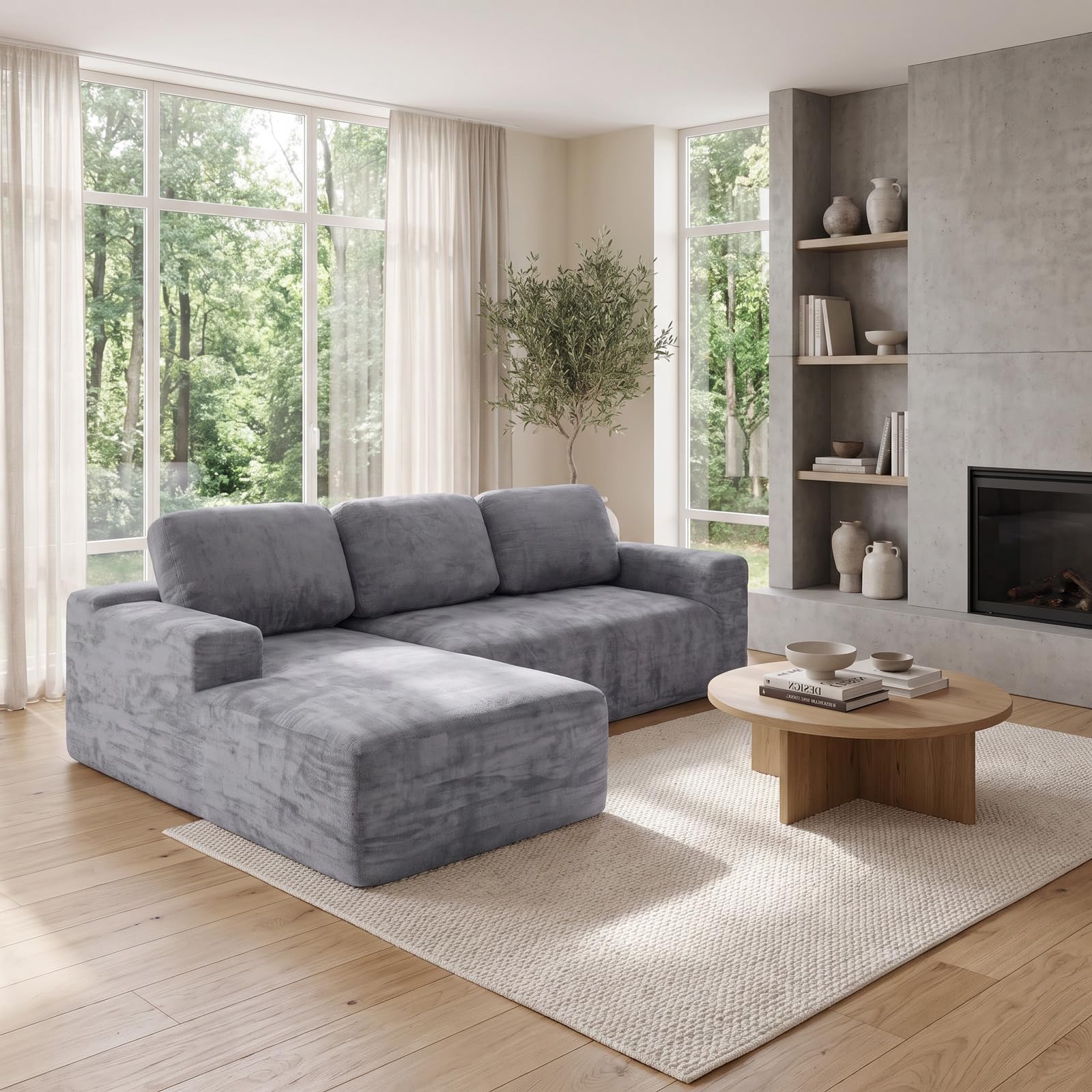 amuéblate online - Sofá Chaise Longue Zafiro, Orientación Izquierda | Práctico y Funcional, Envasado al Vacío, Color Gris