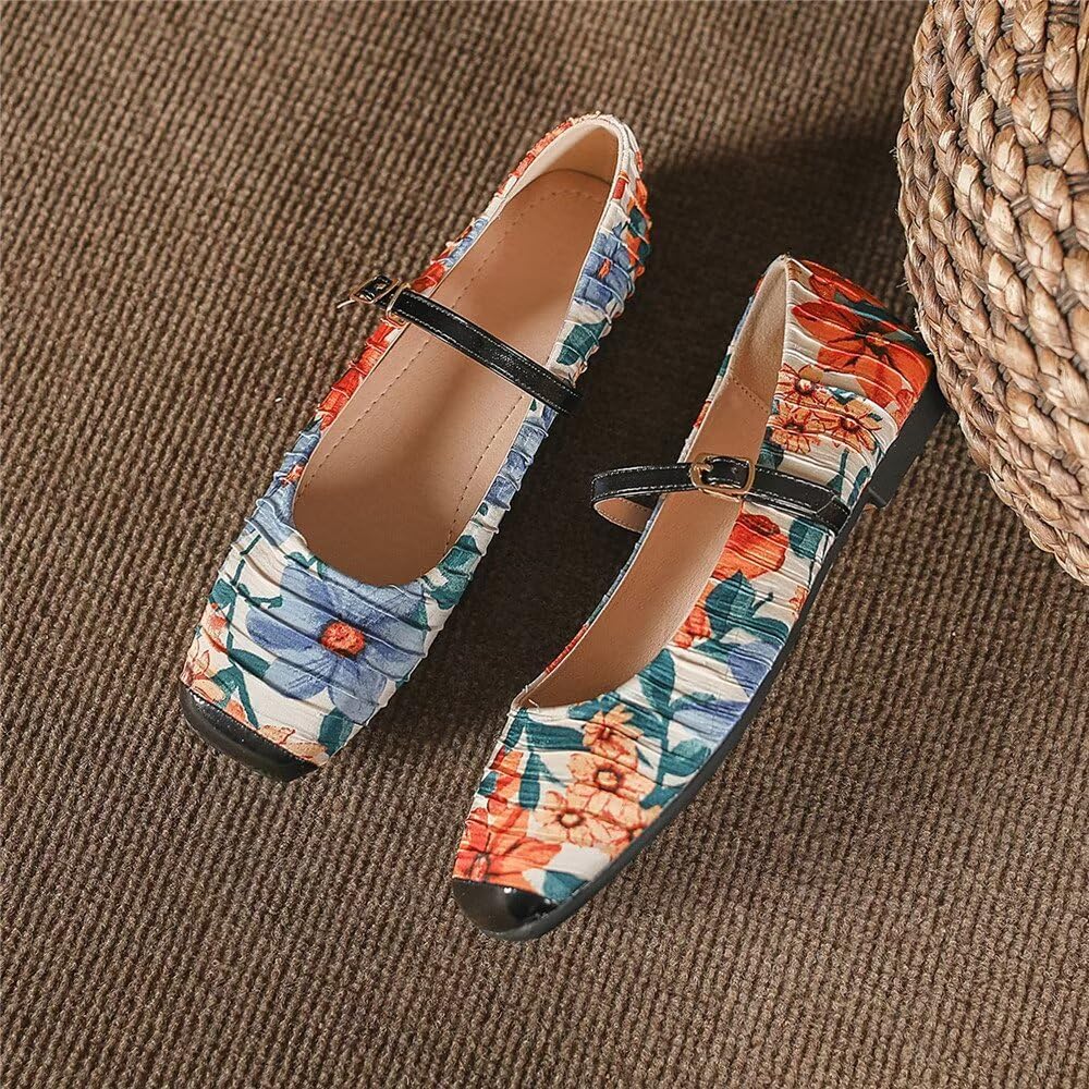 TN TANGNEST Women's Mary Jane Flats Fashion Square Toe Slip On Buckle Flats Soft Comfortable Casual Flat Shoes - Image 4
