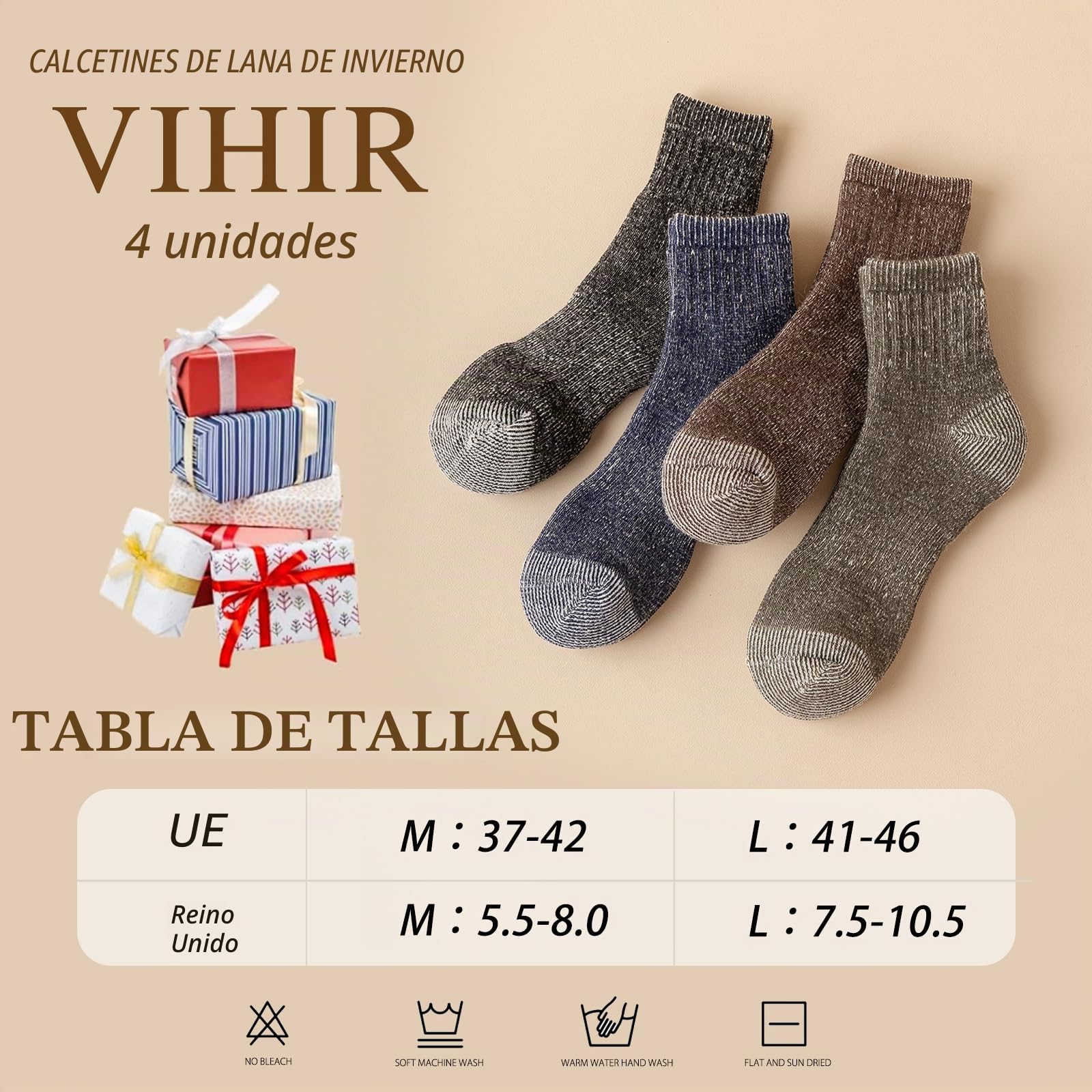 Vihir Calcetines de lana merino, antimicrobianos, para actividades al aire libre, trekking, senderismo, deportes, ocio y negocios