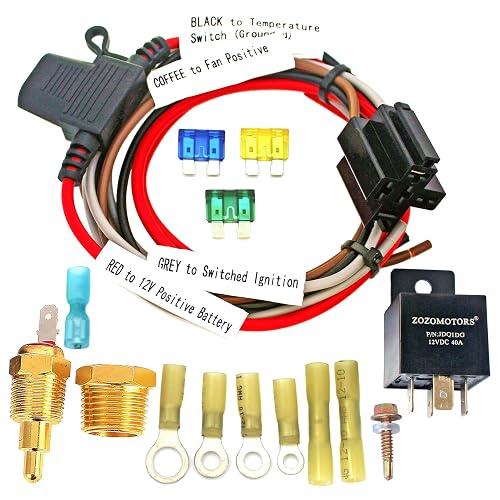 ZOZOMOTORS Electric Fan Wiring Kit with Thermostat Radiator Fan Sensor