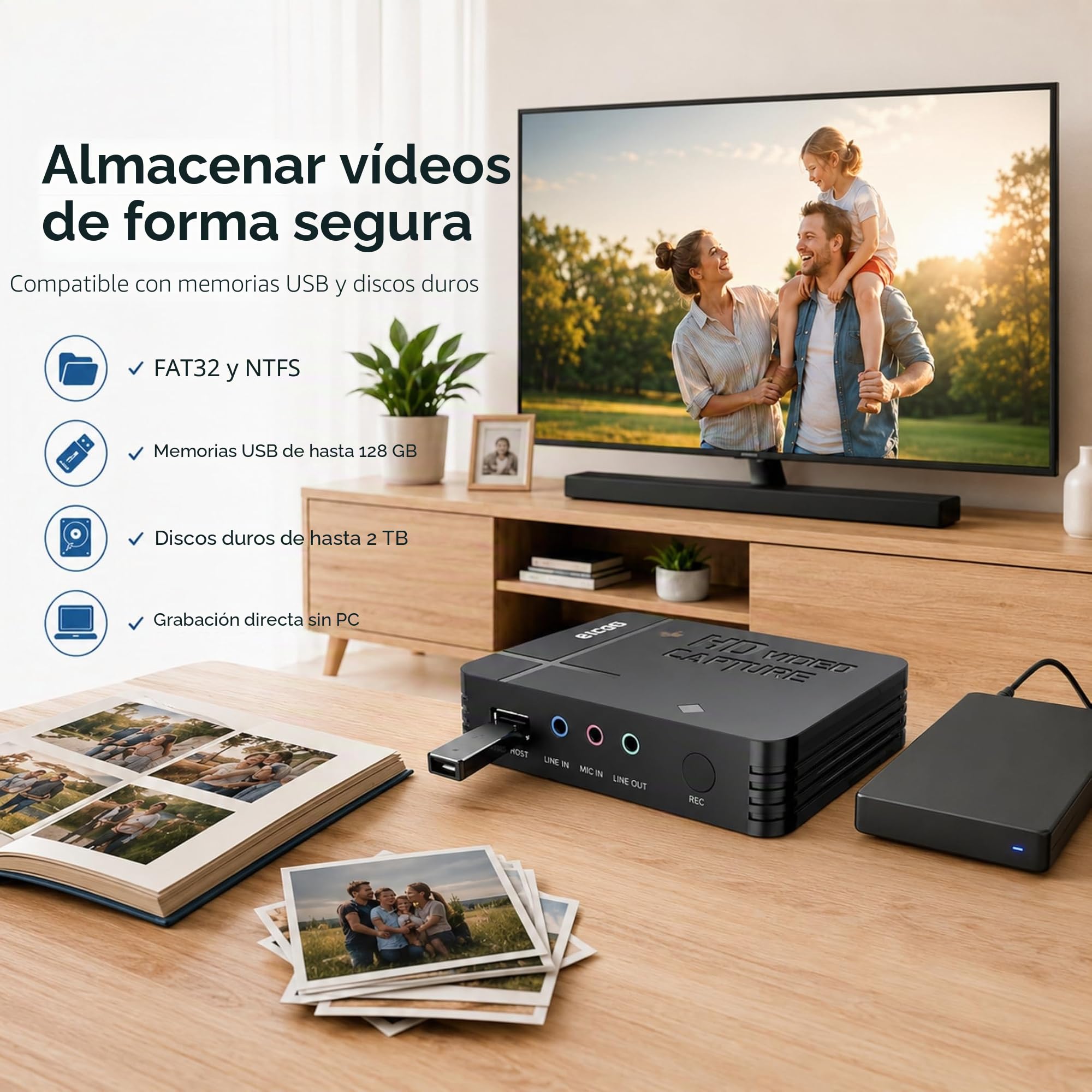 A32DS Grabador de videojuegos HD 1080P Profesional HDMI/AV Grabador de TV, Capture Card Switch Video Grabber Streaming Accesorios