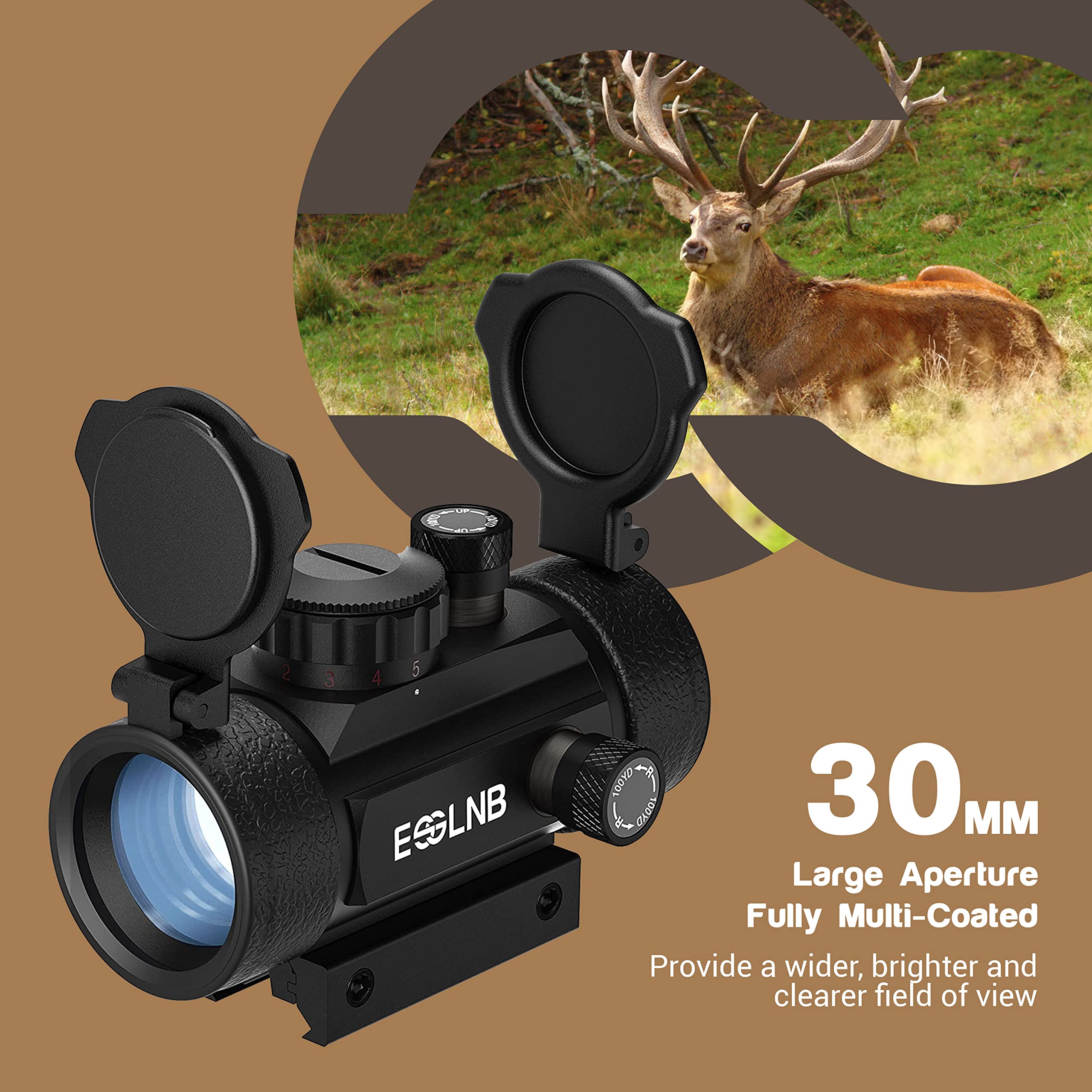 ESSLNB Red Dot Visier Rotpunktvisier für 13/22mm Schiene Leuchtpunktvisier Rot/Grün Punkt mit 5 Helligkeitsstufen für Jagd Softair und Armbrust