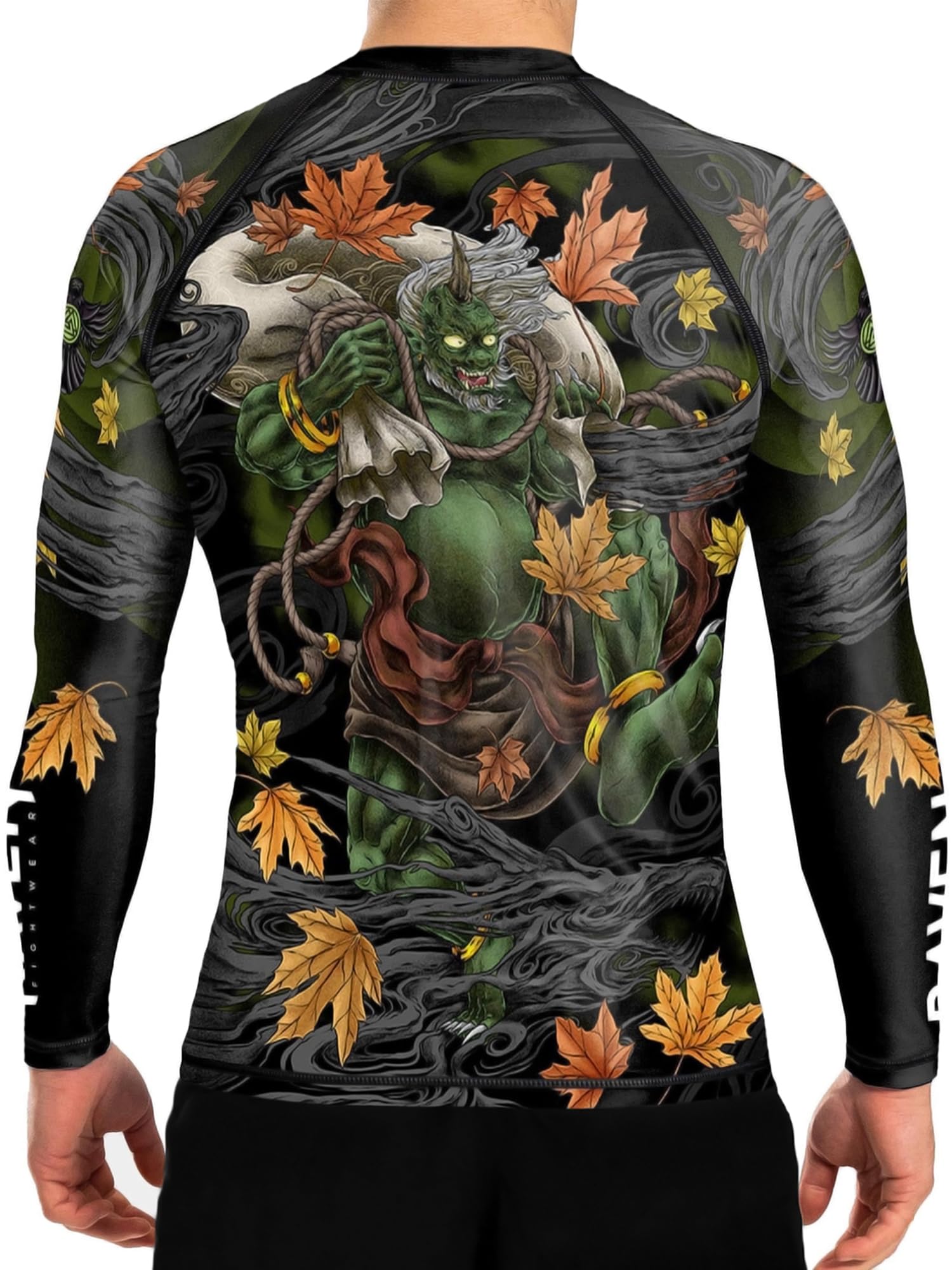 raven fightwear Men's Fujin The God of Wind Rash Guard BJJ MMA Black-picture-26