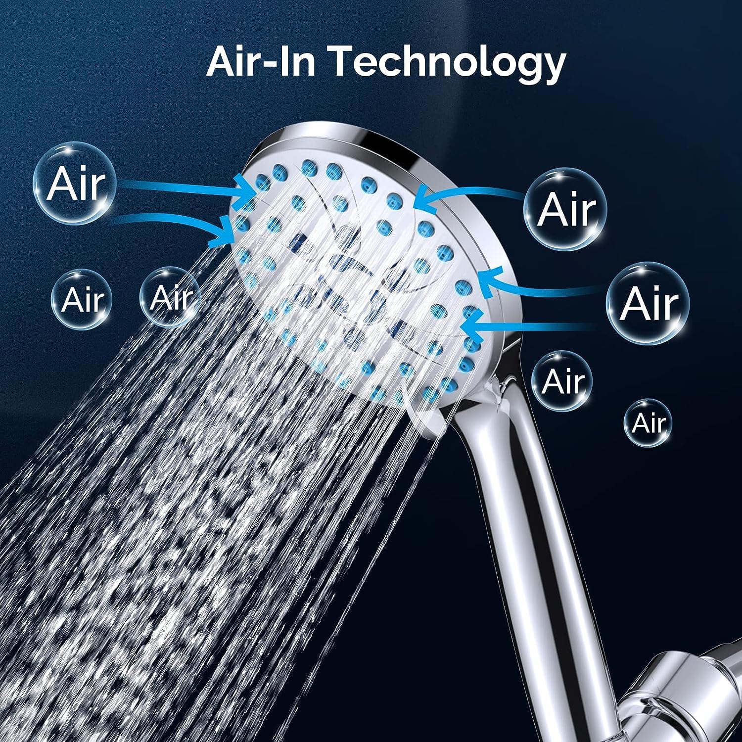 Soffione doccia filtrato ad alta pressione,Filtri per soffione a pioggia quadrata da 8 ″ per acqua dura,Doppio soffione doccia con tubo da 59 ″,7 modalità doccia portatile