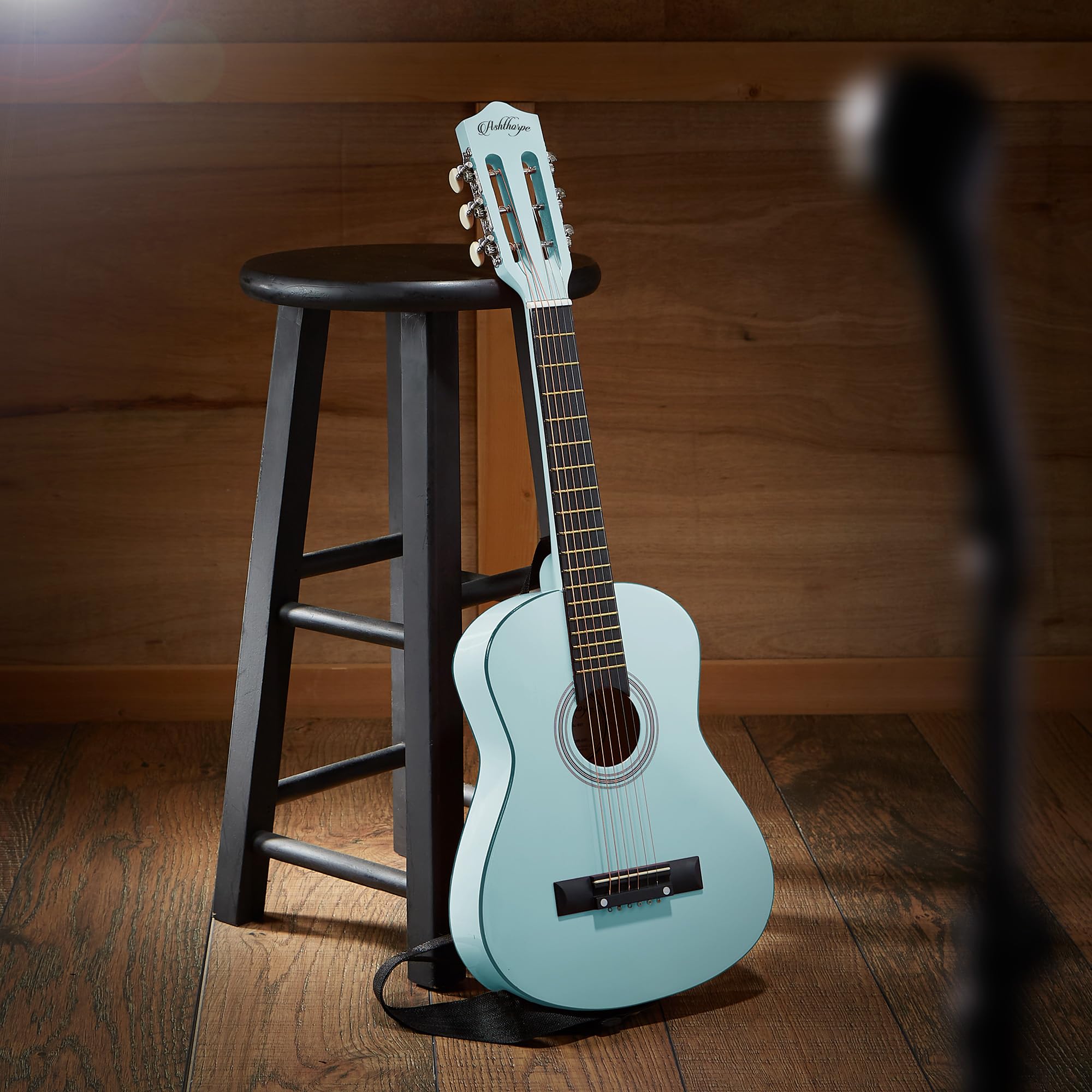 Ashthorpe Guitare acoustique pour débutant (bleu clair) - Kit de démarrage basique avec sac de transport, cordes, sangle, accordeur, médiators - 76,2 cm