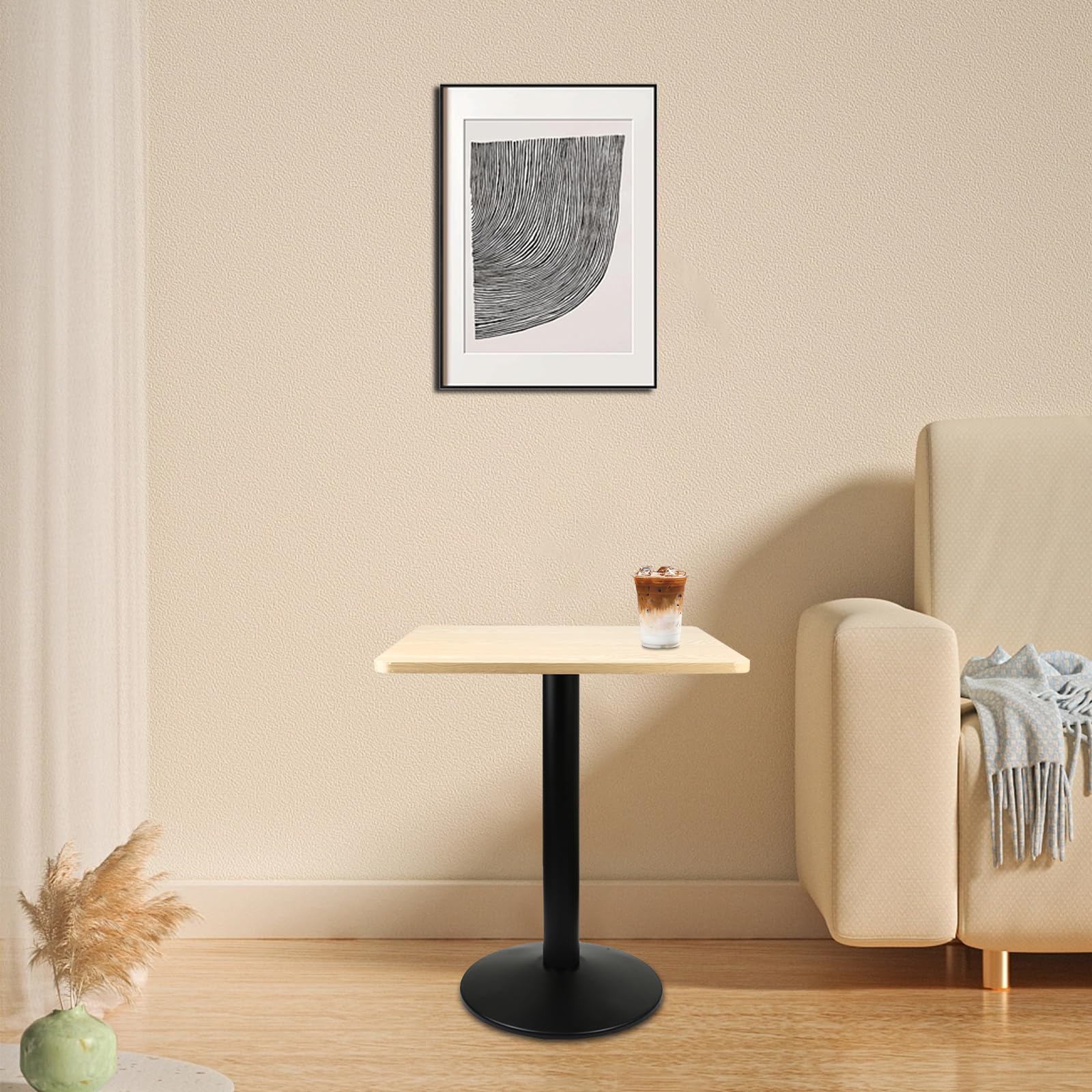 OHMG Bartisch, 60 x 60 x 75 cm, Industrieller Retro-Esstisch, Küchentisch für Bistro rund/eckig, Bistrotische aus Metall und Holz, Industrieller Stil (Eckig - 60 x 60 x 75 cm)