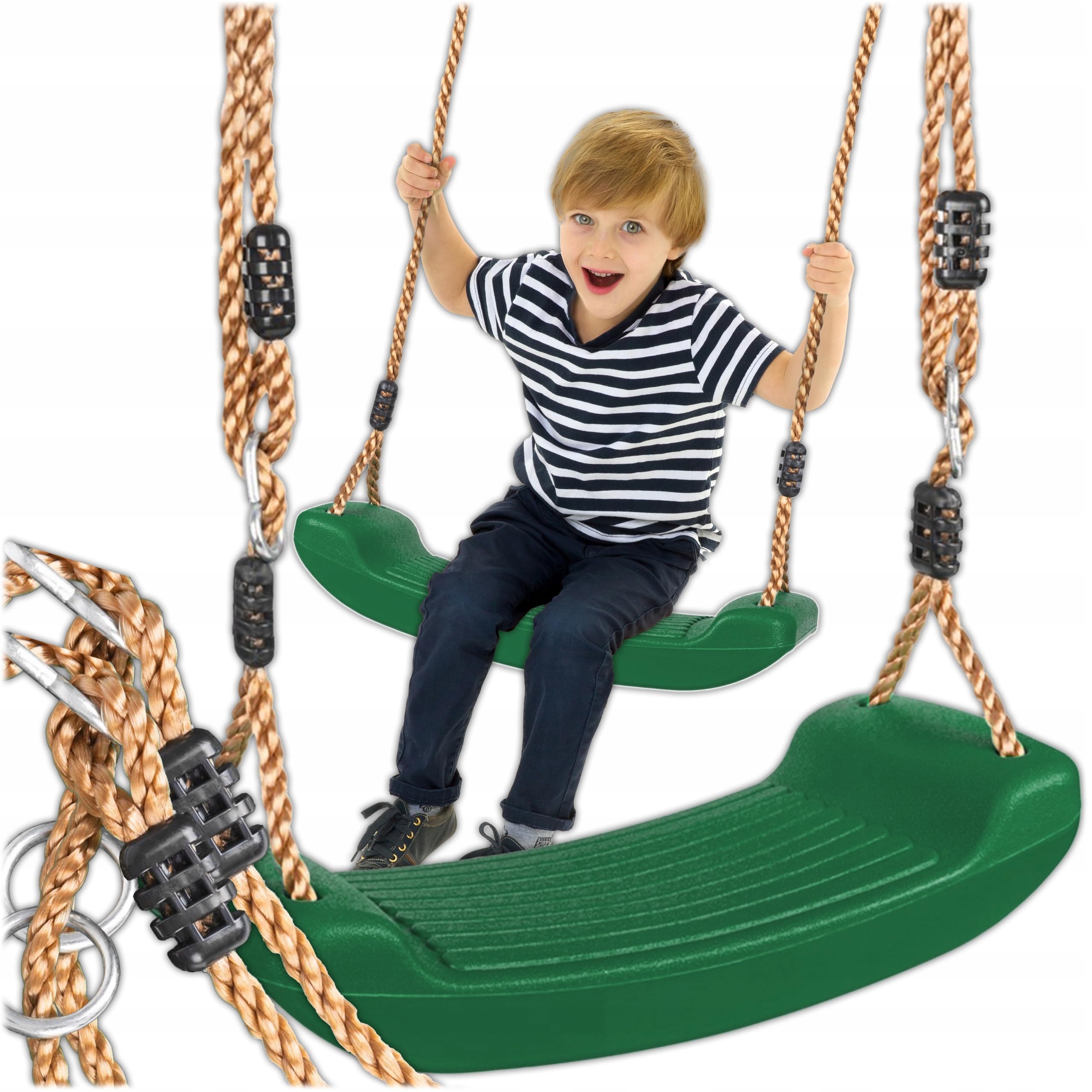 KRUMAD Altalena per bambini, per interni ed esterni, ergonomica, corde regolabili in altezza da 115 a 190 cm, portata fino a 35 kg, resistente alle intemperie, per bambini (verde scuro)